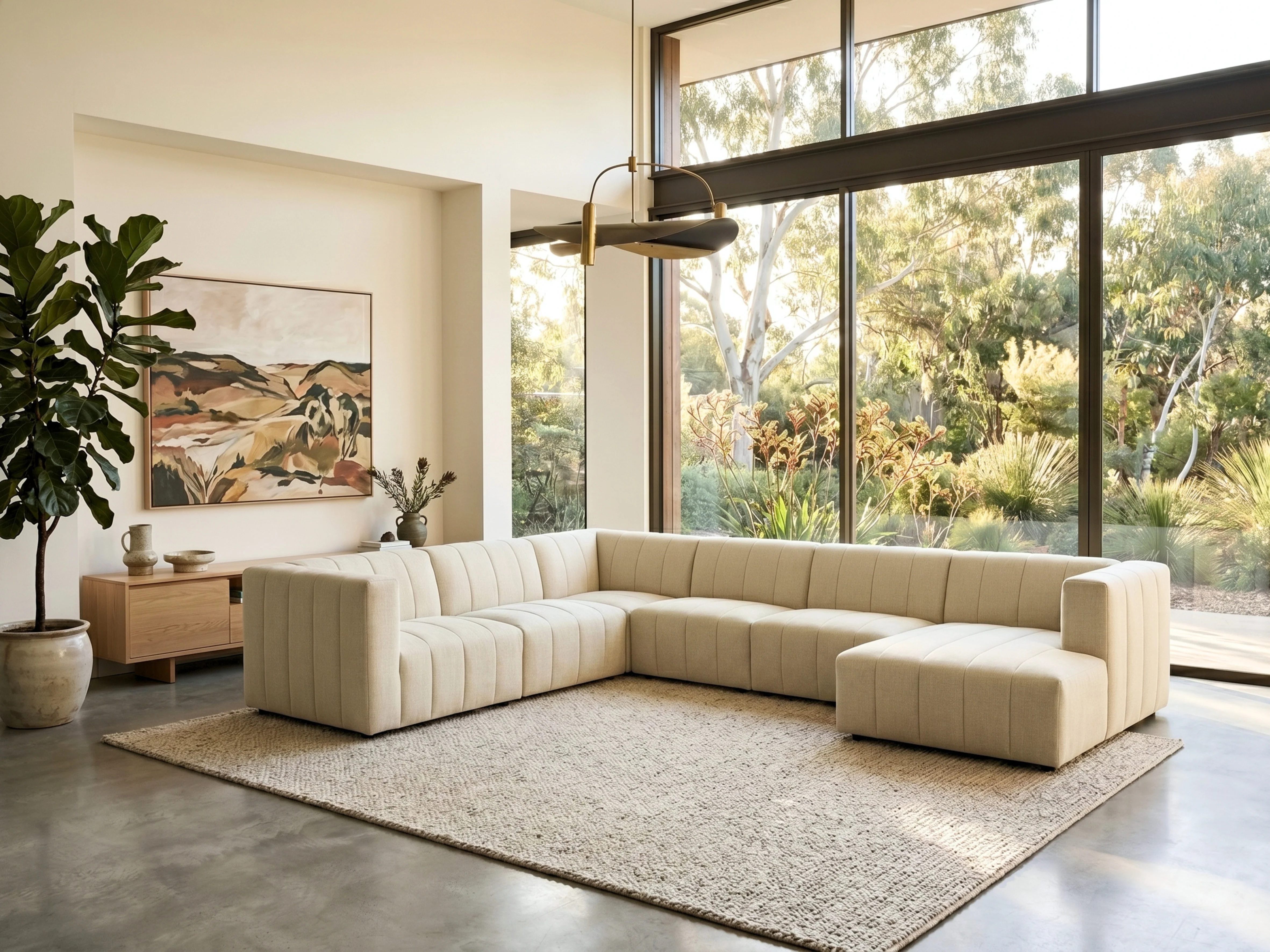 Amsterdam Modular Corner Lounge - Contemporary Fabric Sectional Sofa - Image 4