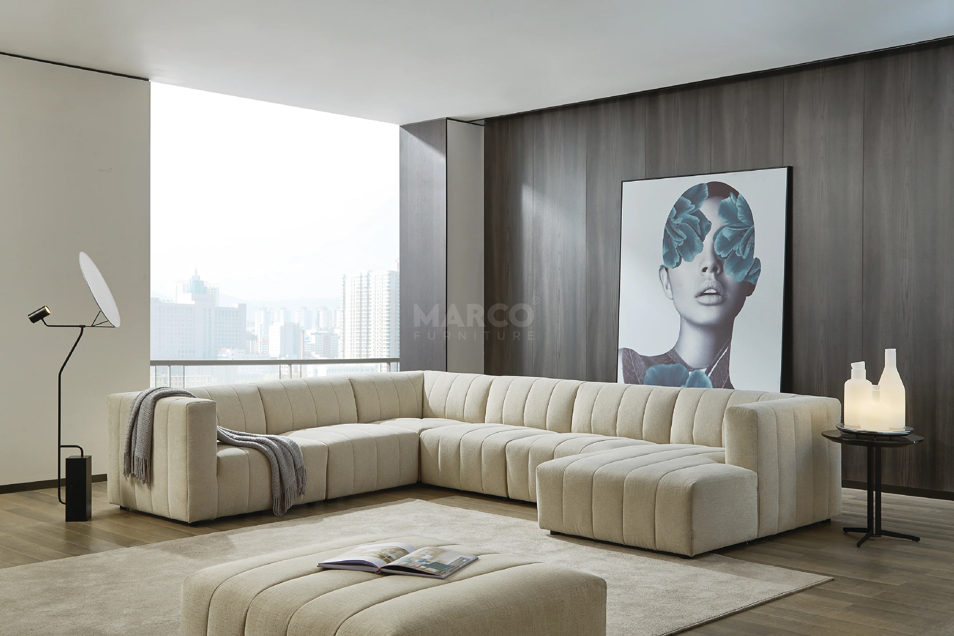 Amsterdam Modular Corner Lounge - Contemporary Fabric Sectional Sofa - Image 7