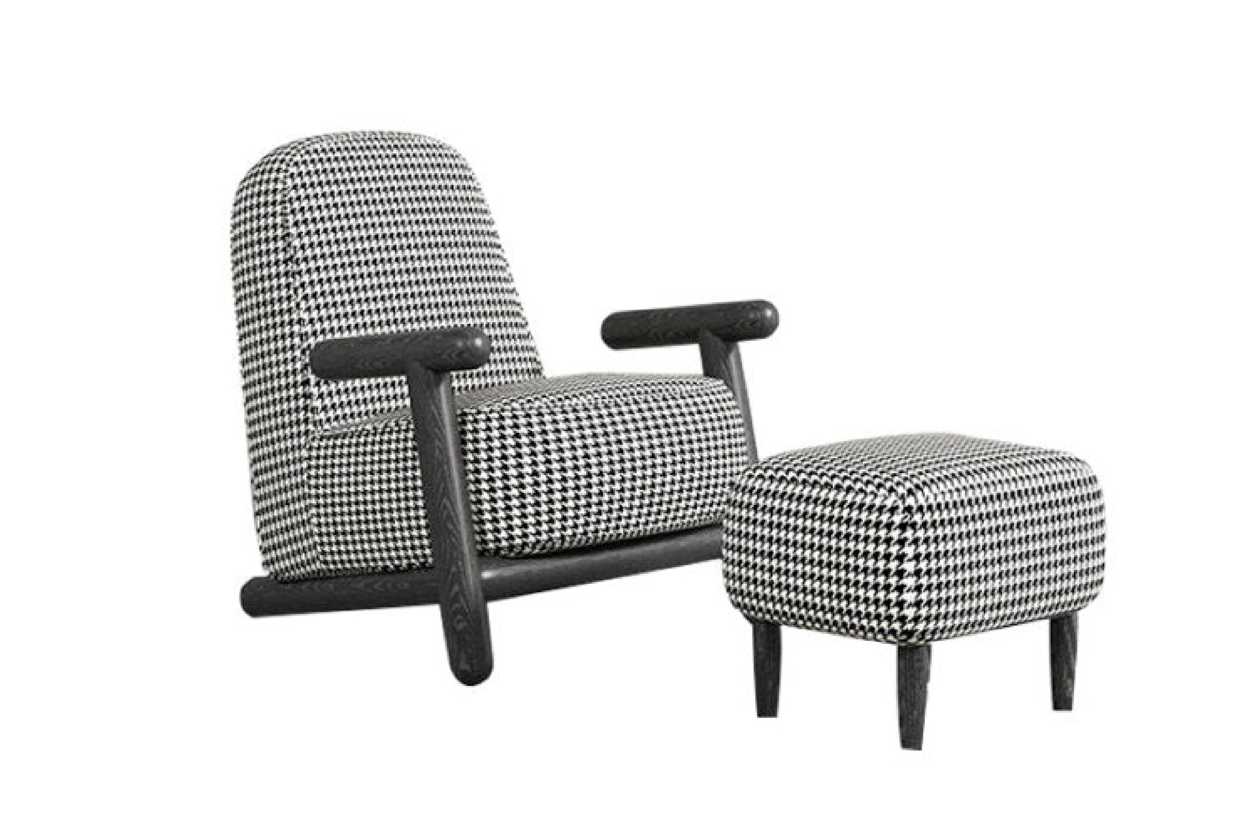Apollo Houndstooth Armchair β Modern Wooden Accent Chair - Image 7