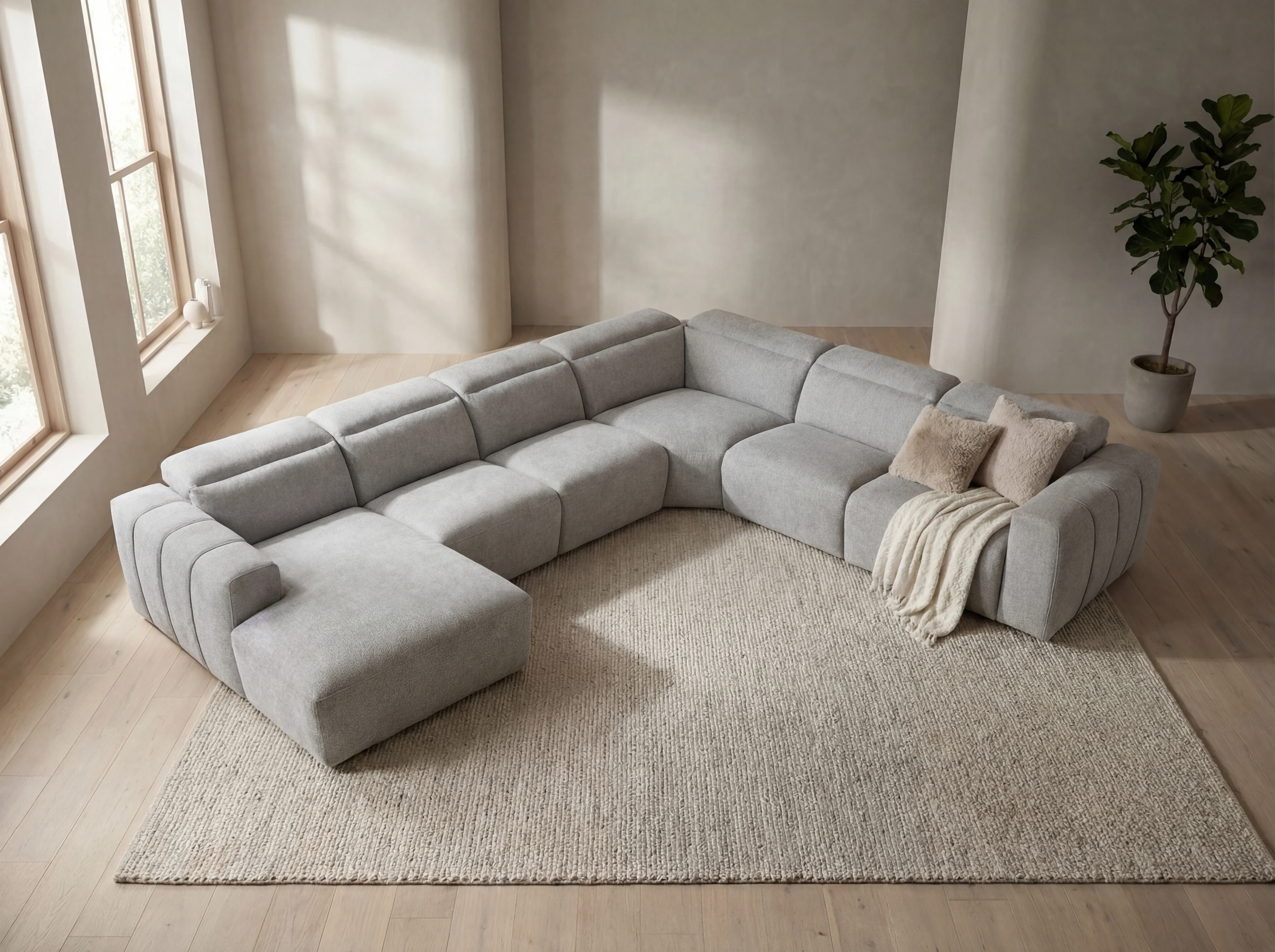 Arizona Fabric Reclining Sectional Sofa with Adjustable Headrests - Image 3