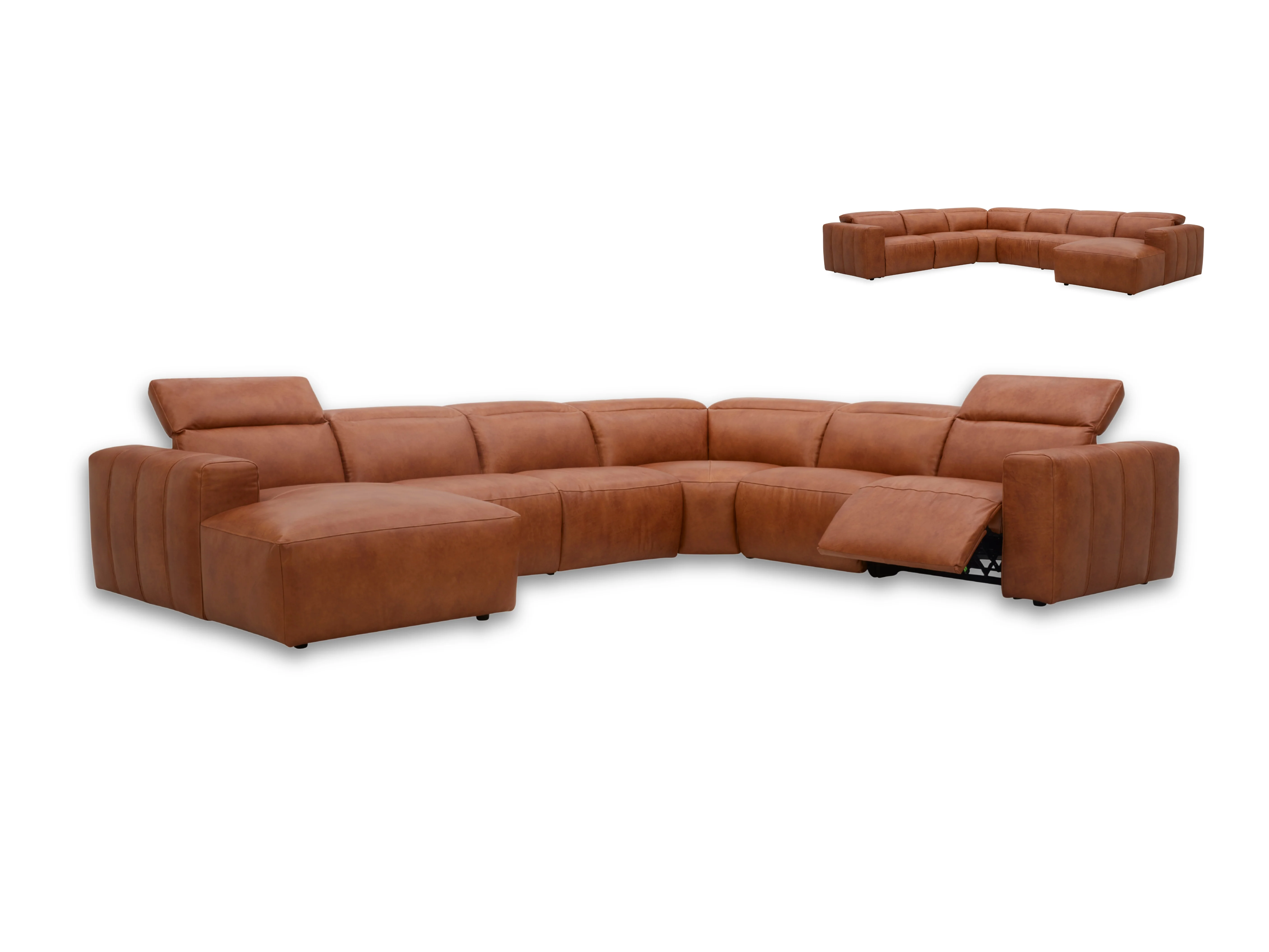 Arizona Leather Recliner Sofa with Chaise & Adjustable Headrests - Image 10