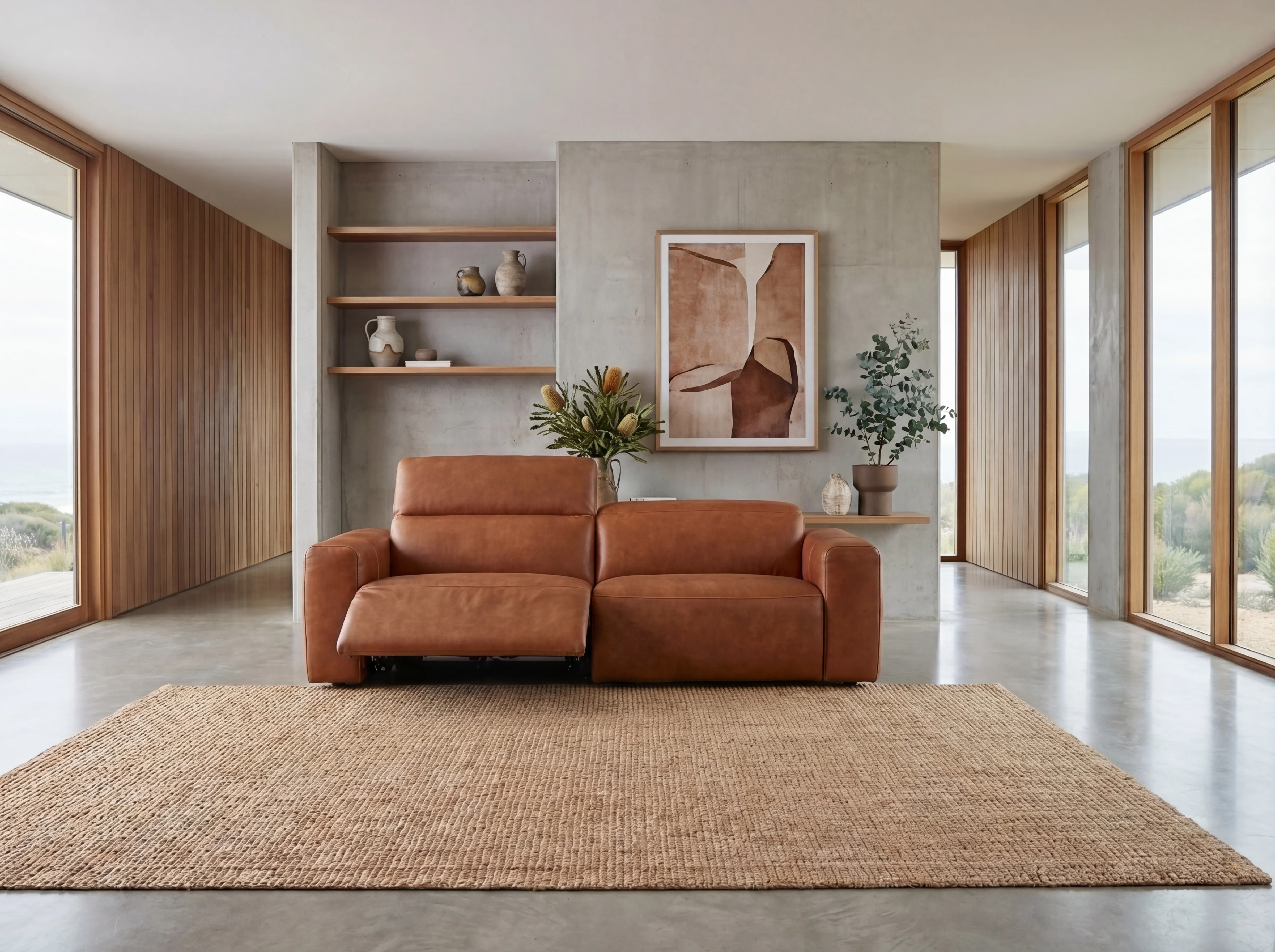 Arizona Leather Recliner Sofa with Chaise & Adjustable Headrests - Image 8