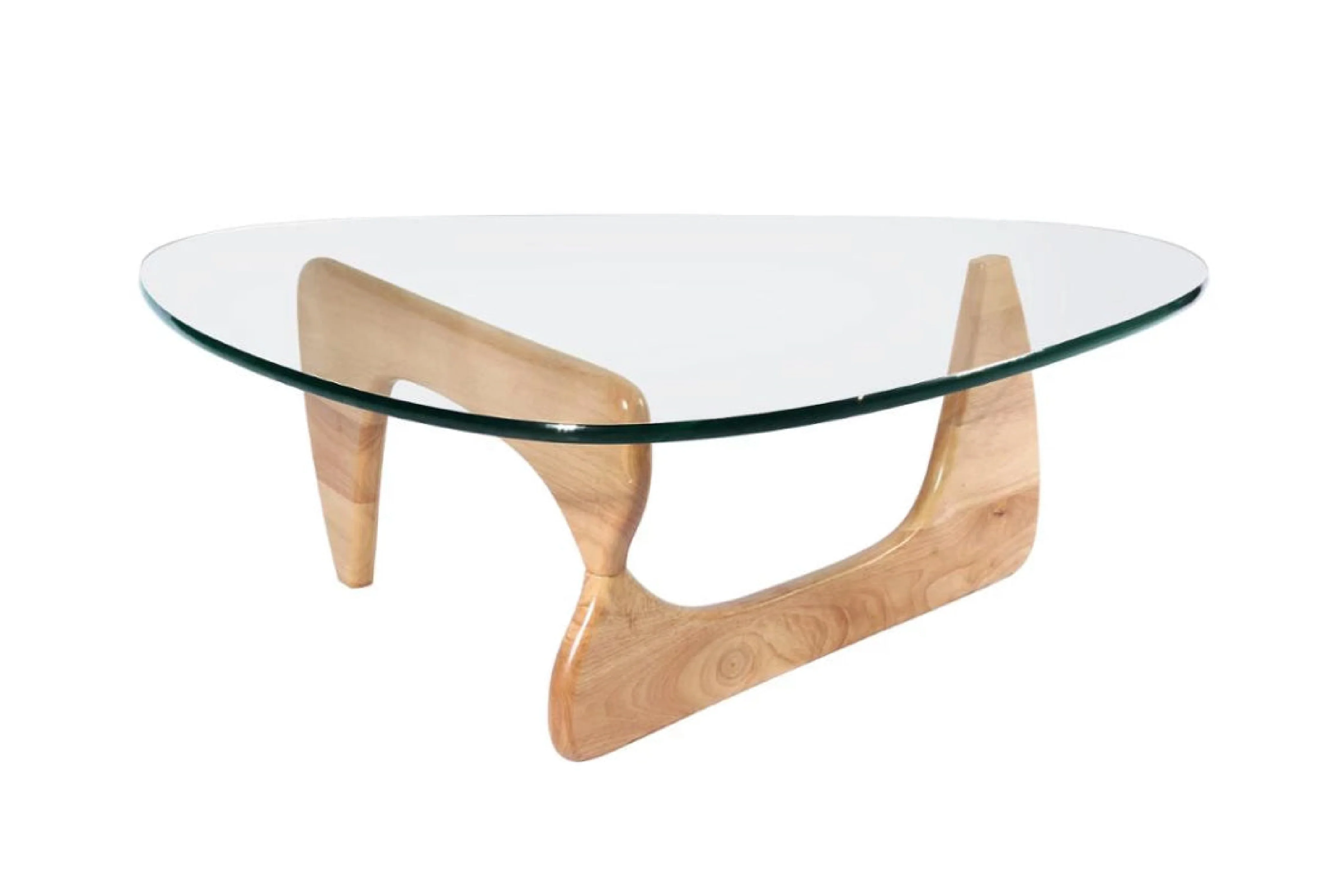 Noguchi Glass Coffee Table with 15mm Tempered Glass Top and Ash Wood Legs - Image 4