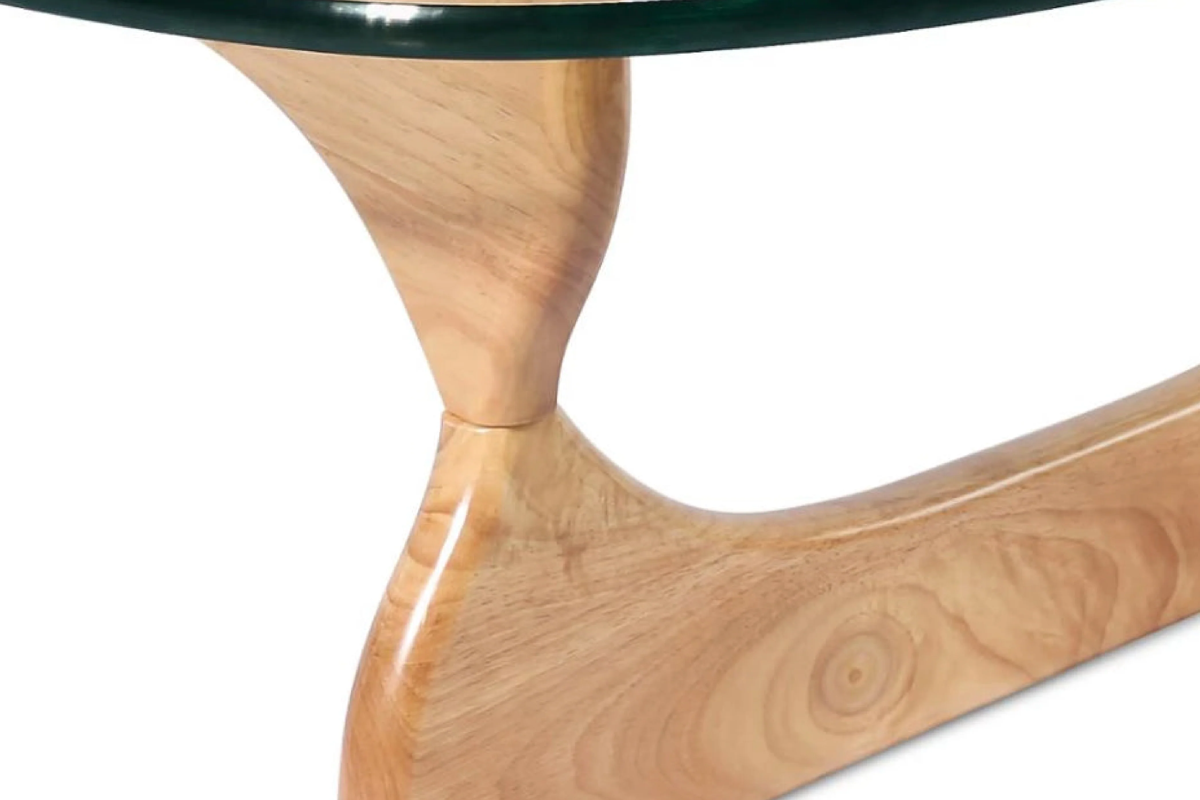 Noguchi Glass Coffee Table with 15mm Tempered Glass Top and Ash Wood Legs - Image 7
