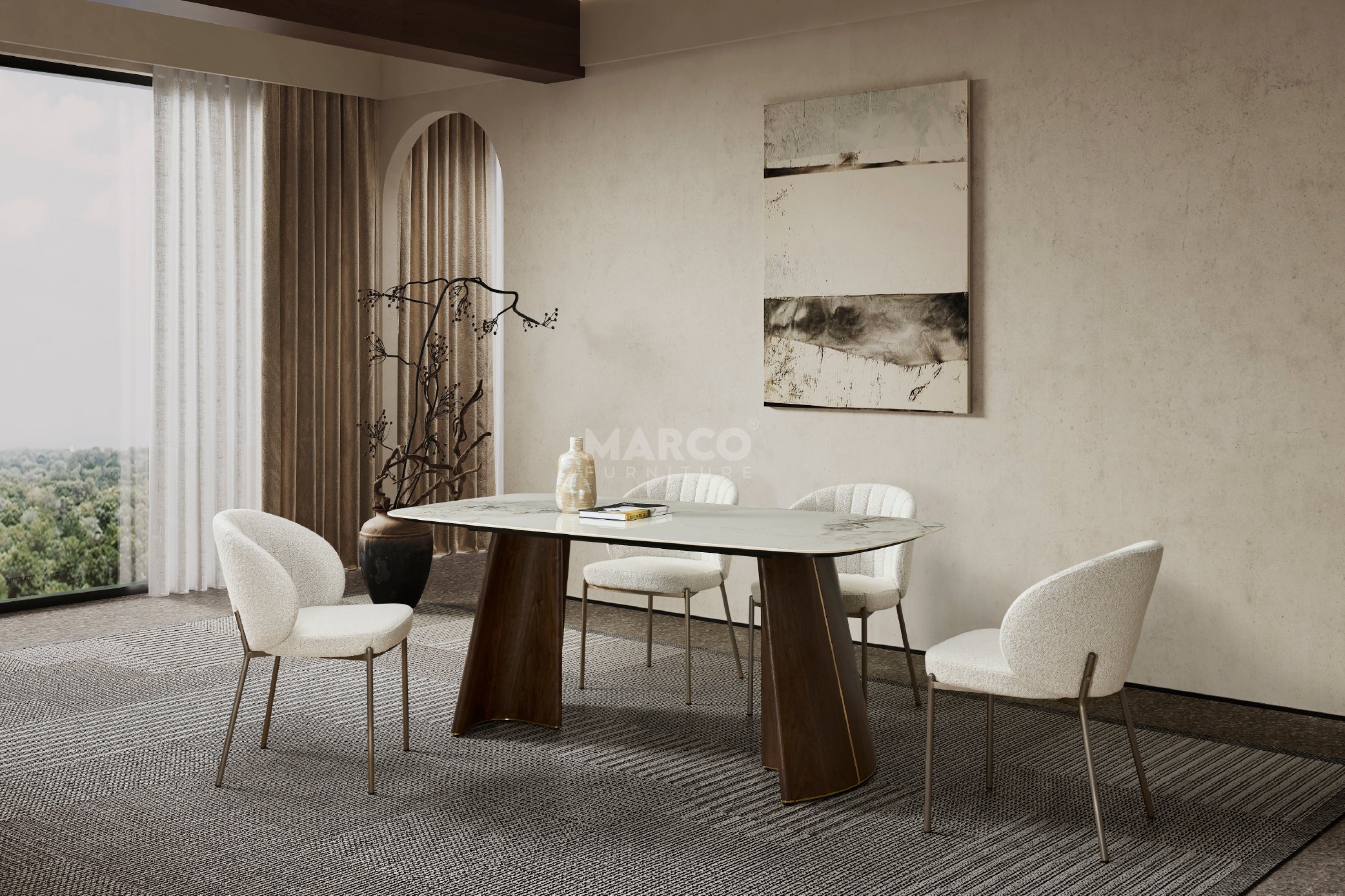 Selena Boucle Dining Chair – Curved Back with Stainless Steel Legs - Image 6