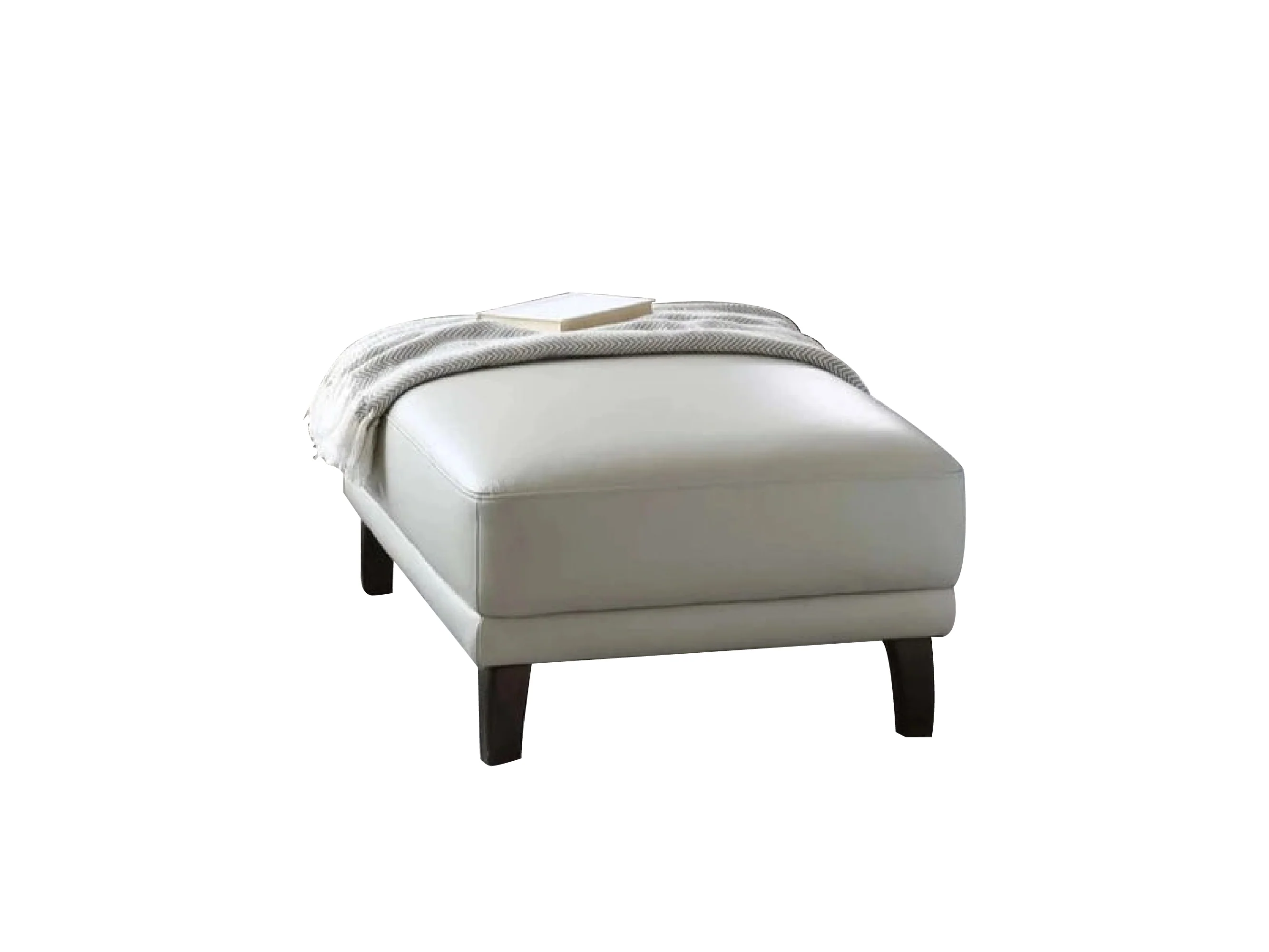 Brixton Ottoman with Wooden Legs ā Premium Leather Footstool