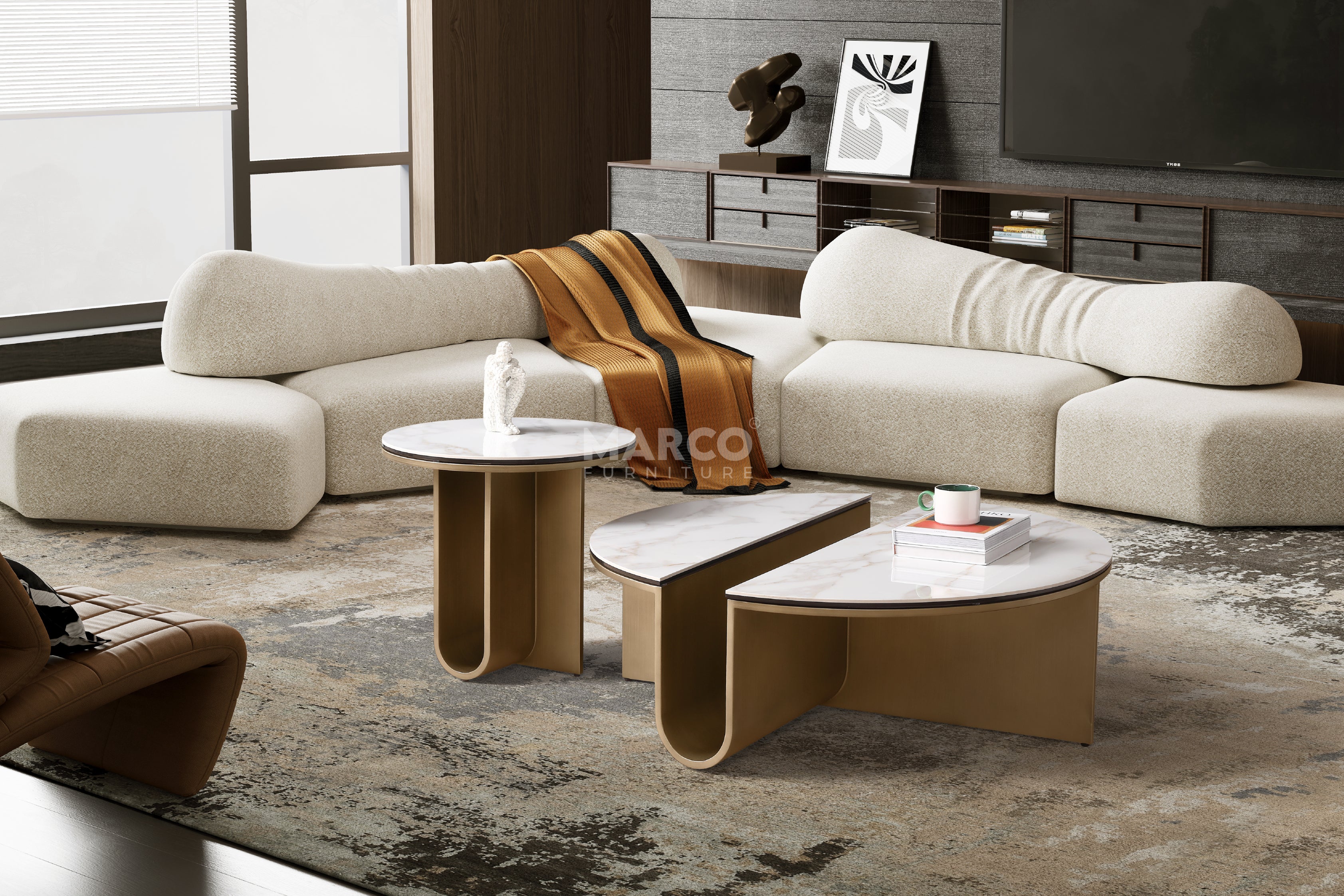 Catalina Sintered Stone Top Designer Coffee Table - Image 6