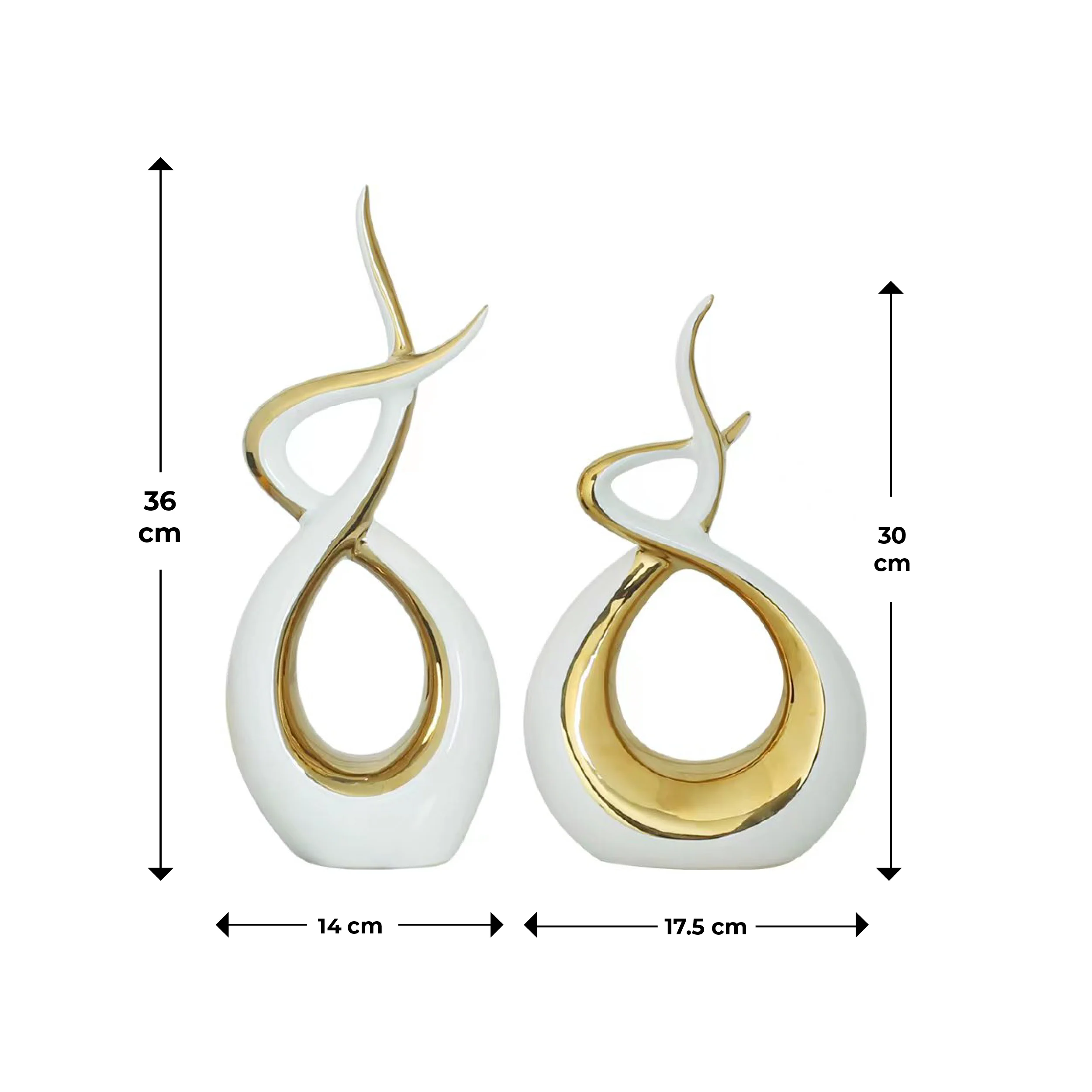 Ceramic Flame Sculpture White & Gold - Image 6