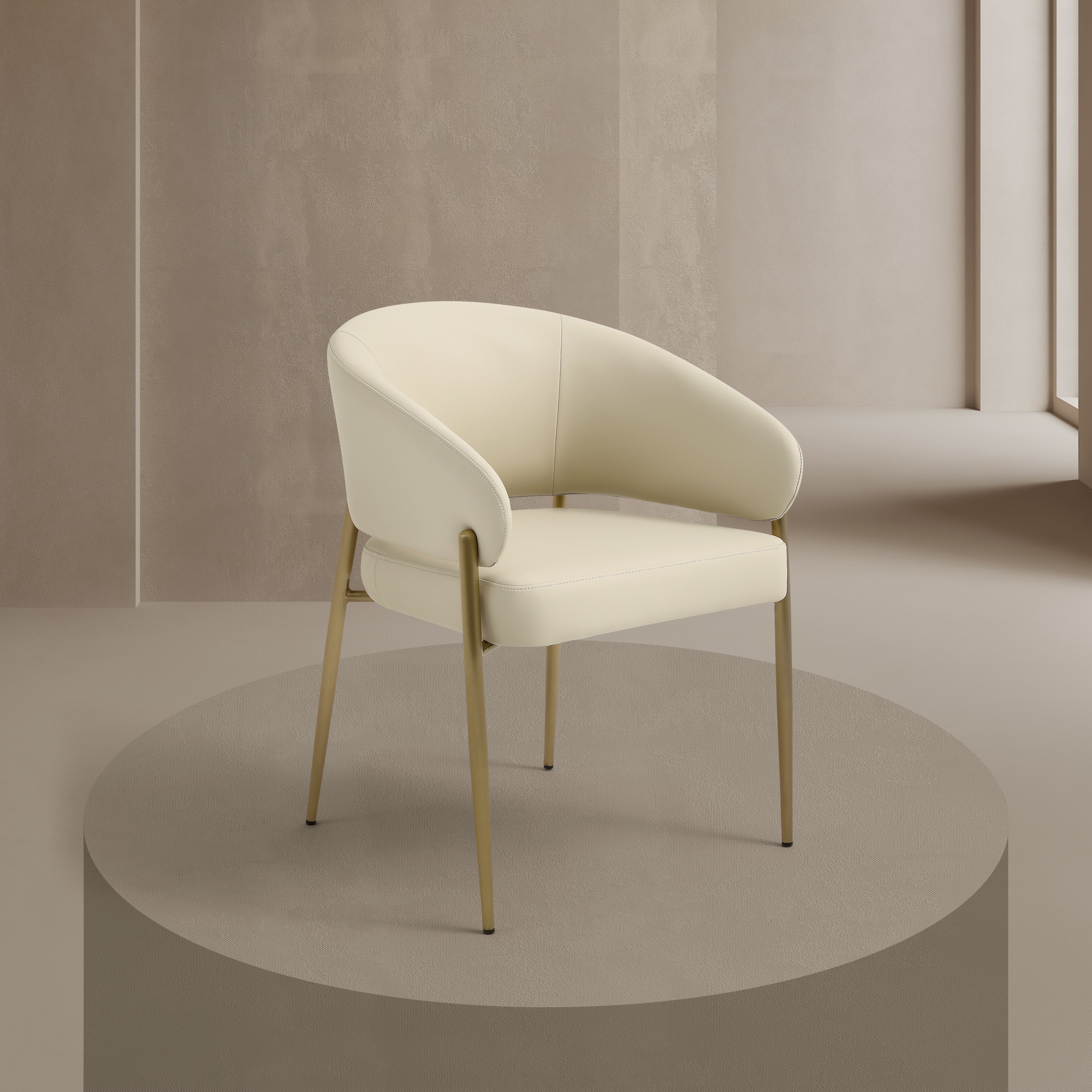 Chloe Curved Back Cream Leather Dining Chair - Image 7