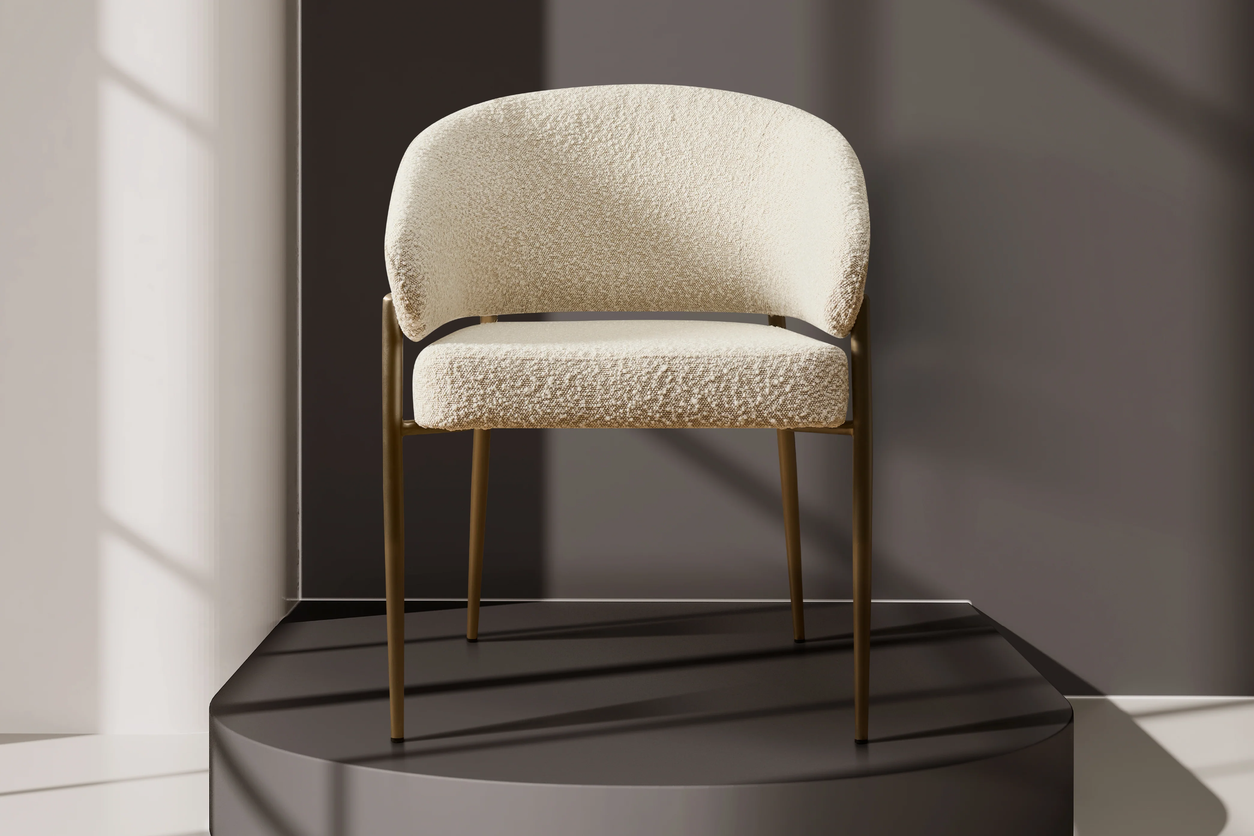 Chloe Boucle Dining Chair ā Curved Back with Steel Legs - Image 2