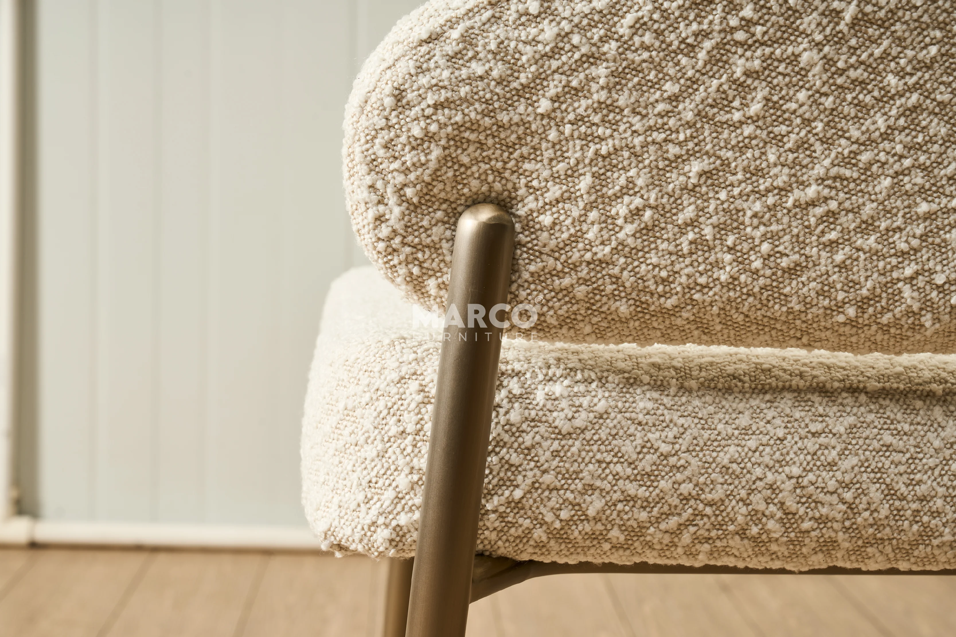 Chloe Boucle Dining Chair ā Curved Back with Steel Legs - Image 6