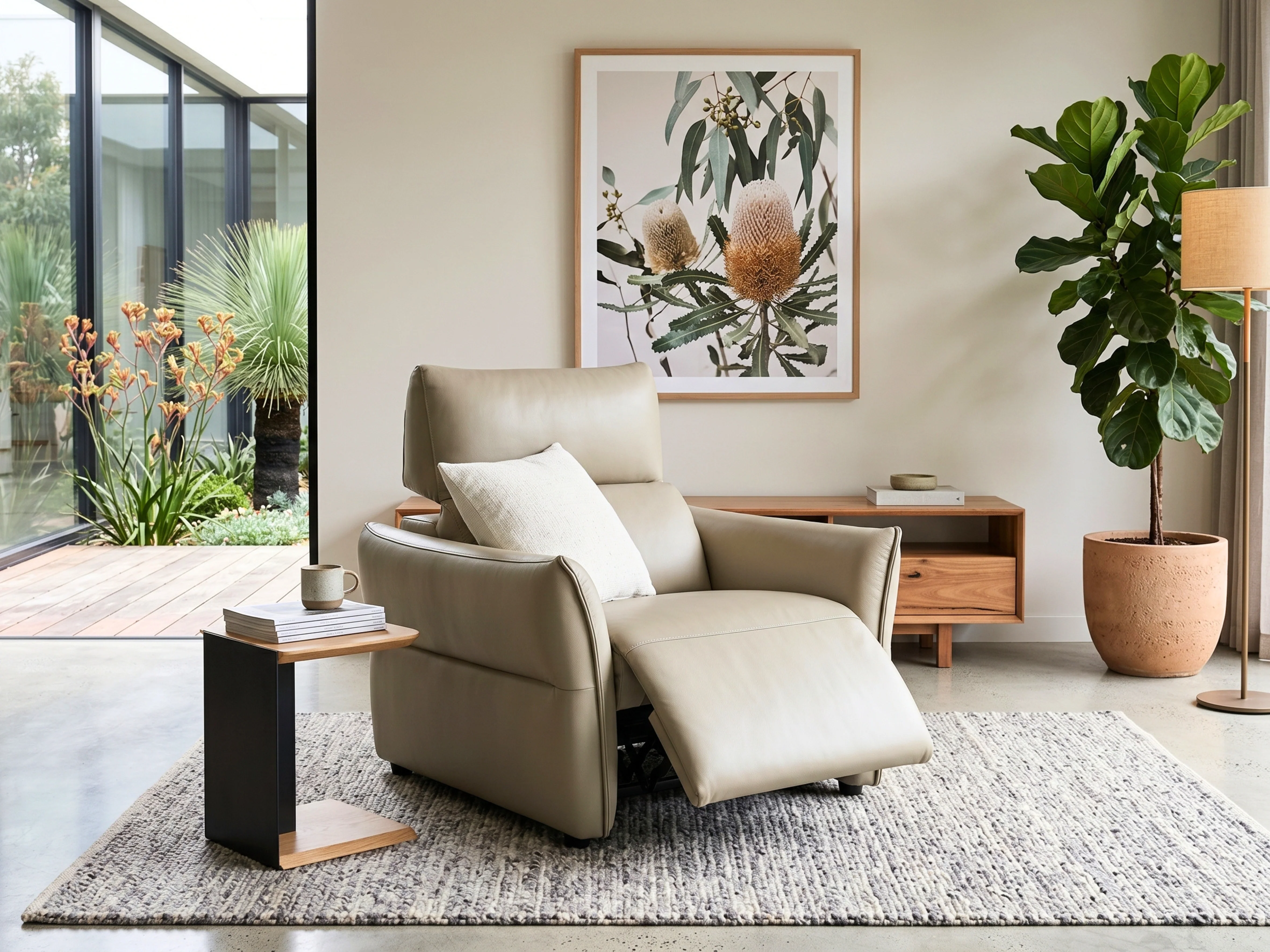 Cyprus Leather Recliner Sofa with Adjustable Headrests - Image 3