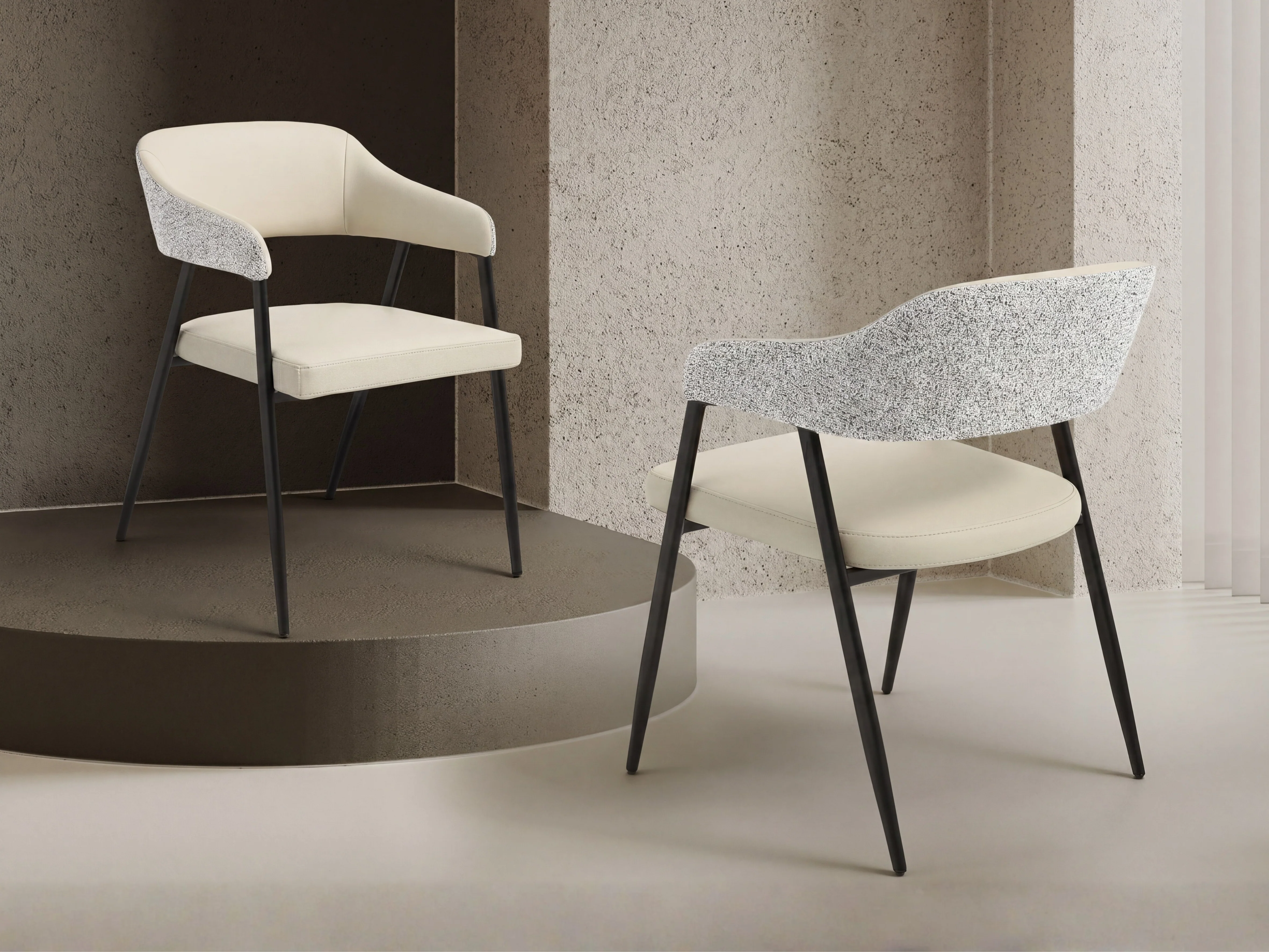 Dora Cream Leather Curved Back Dining Chair - Image 5