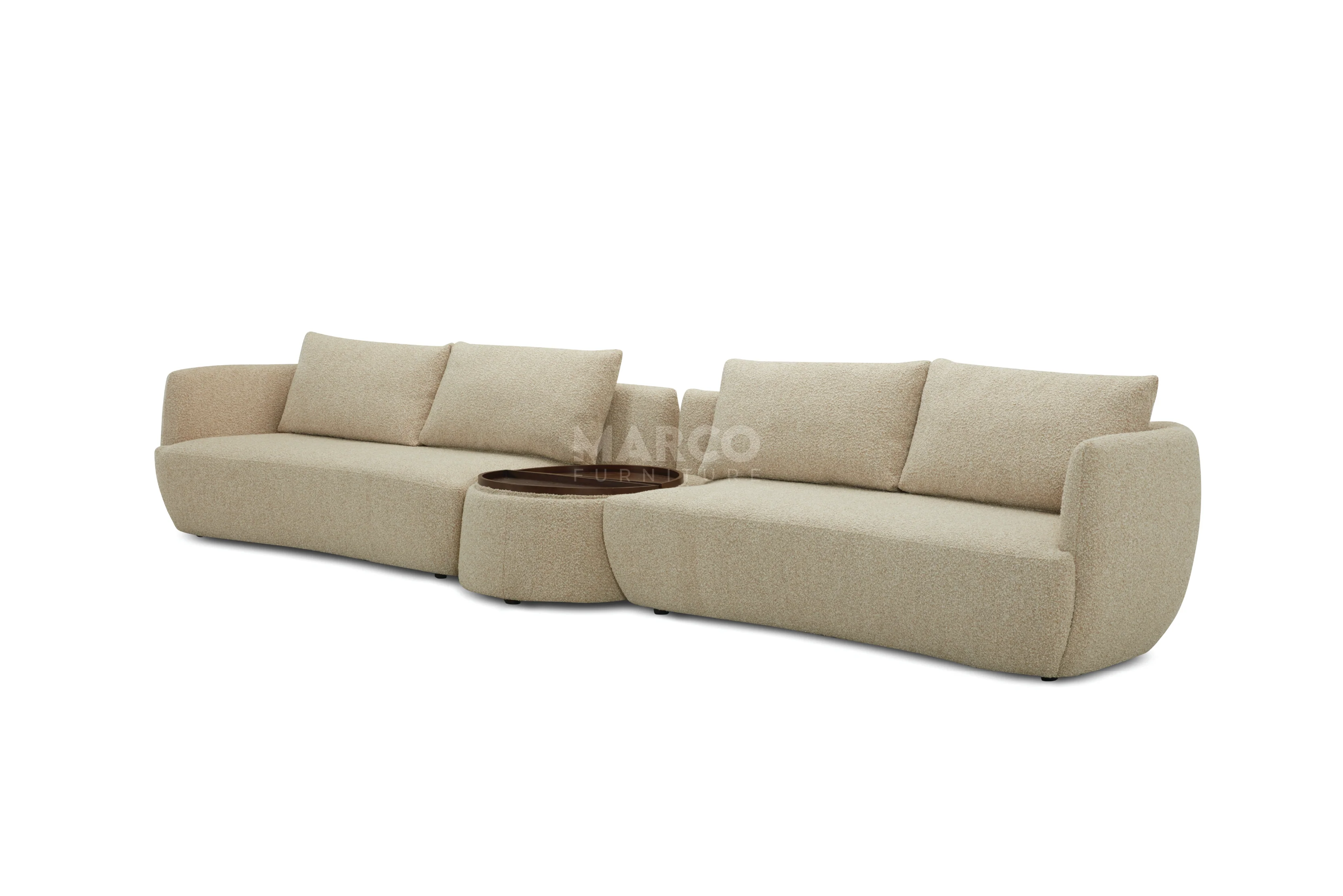 Dove Corner Fabric Lounge with Ottoman – Modern Sectional Sofa - Image 10