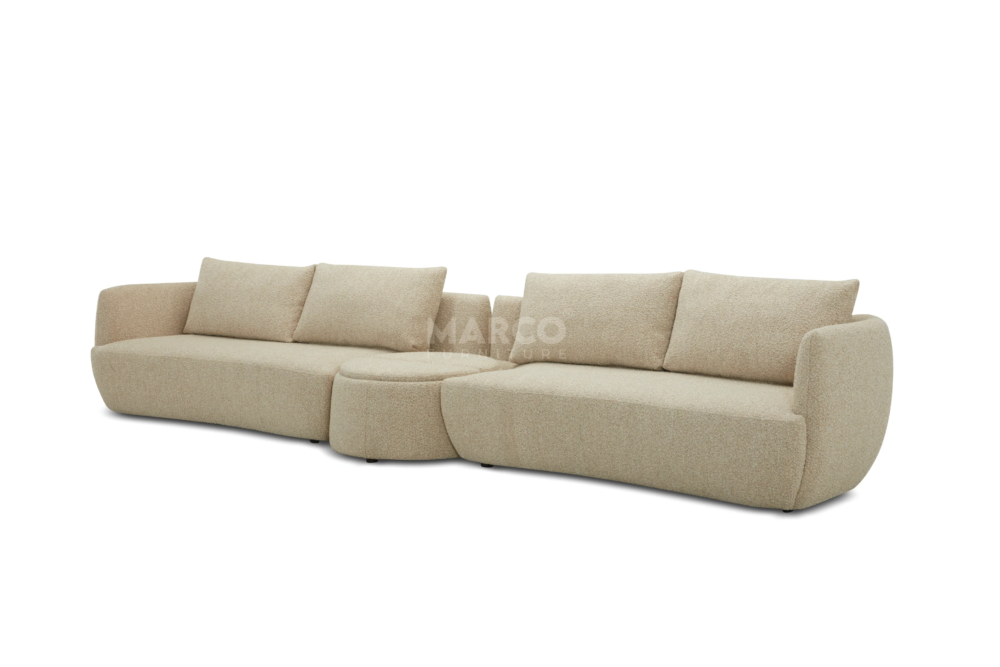 Dove Corner Fabric Lounge with Ottoman – Modern Sectional Sofa - Image 11