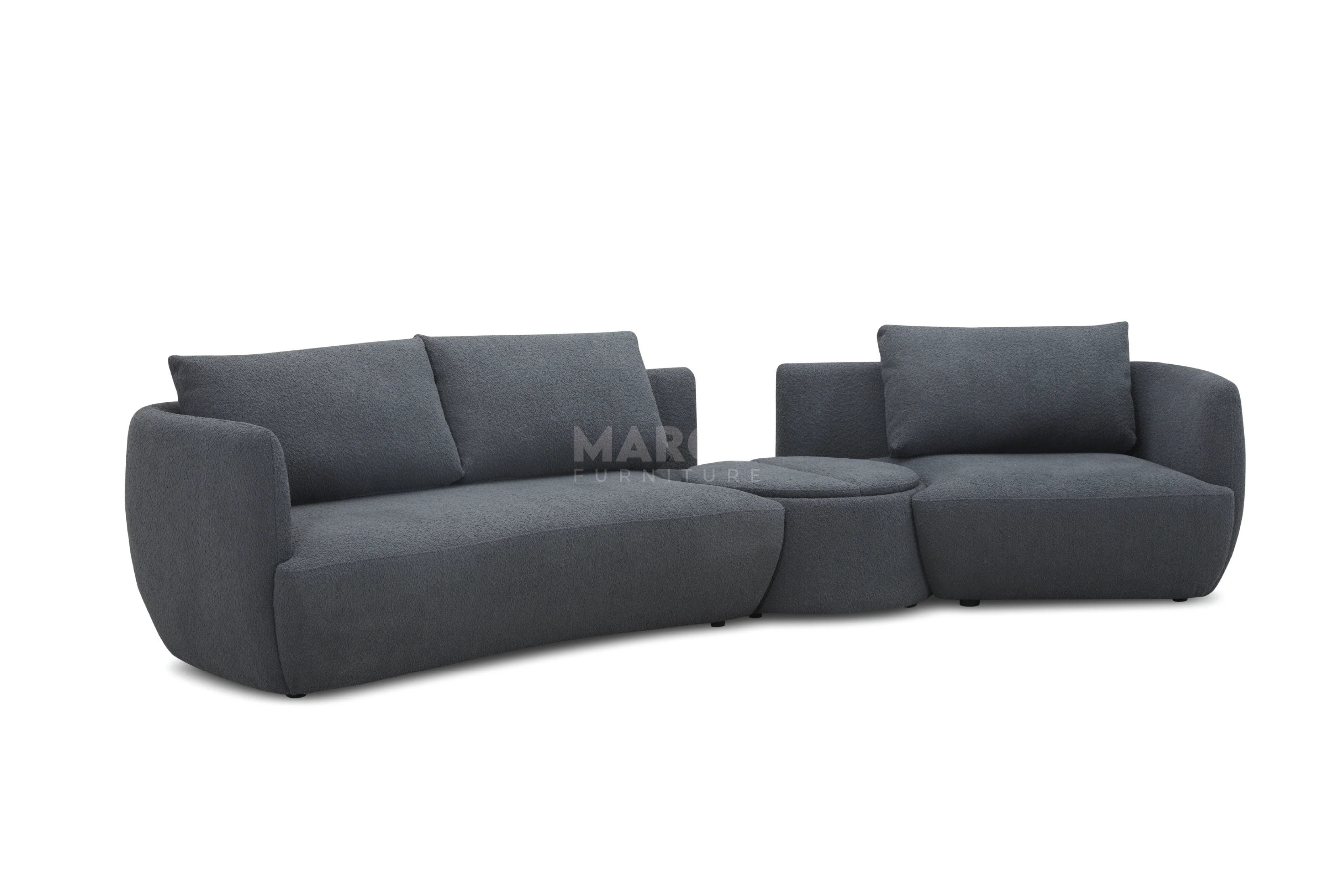 Dove Corner Fabric Lounge with Ottoman – Modern Sectional Sofa - Image 13