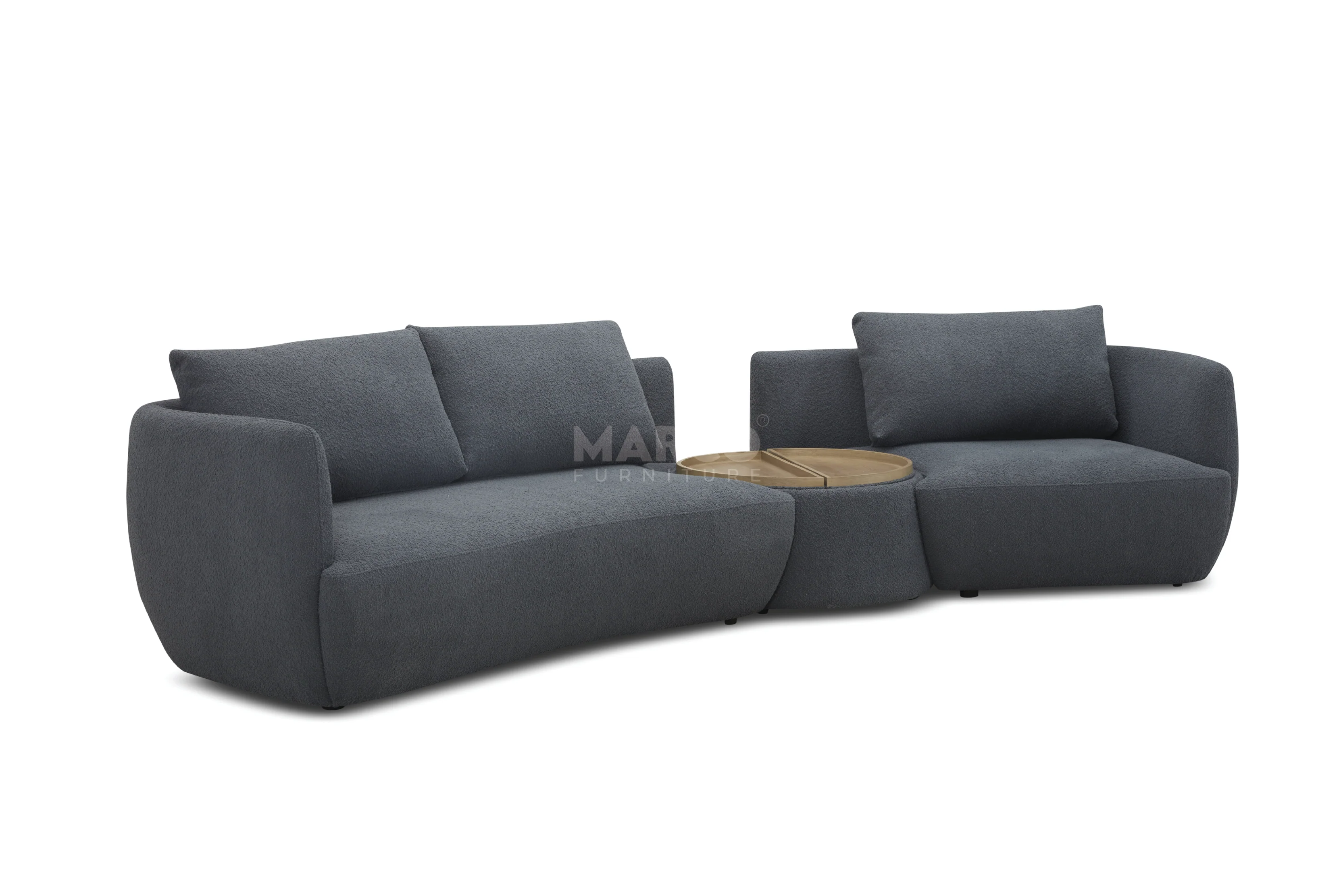Dove Corner Fabric Lounge with Ottoman – Modern Sectional Sofa - Image 14