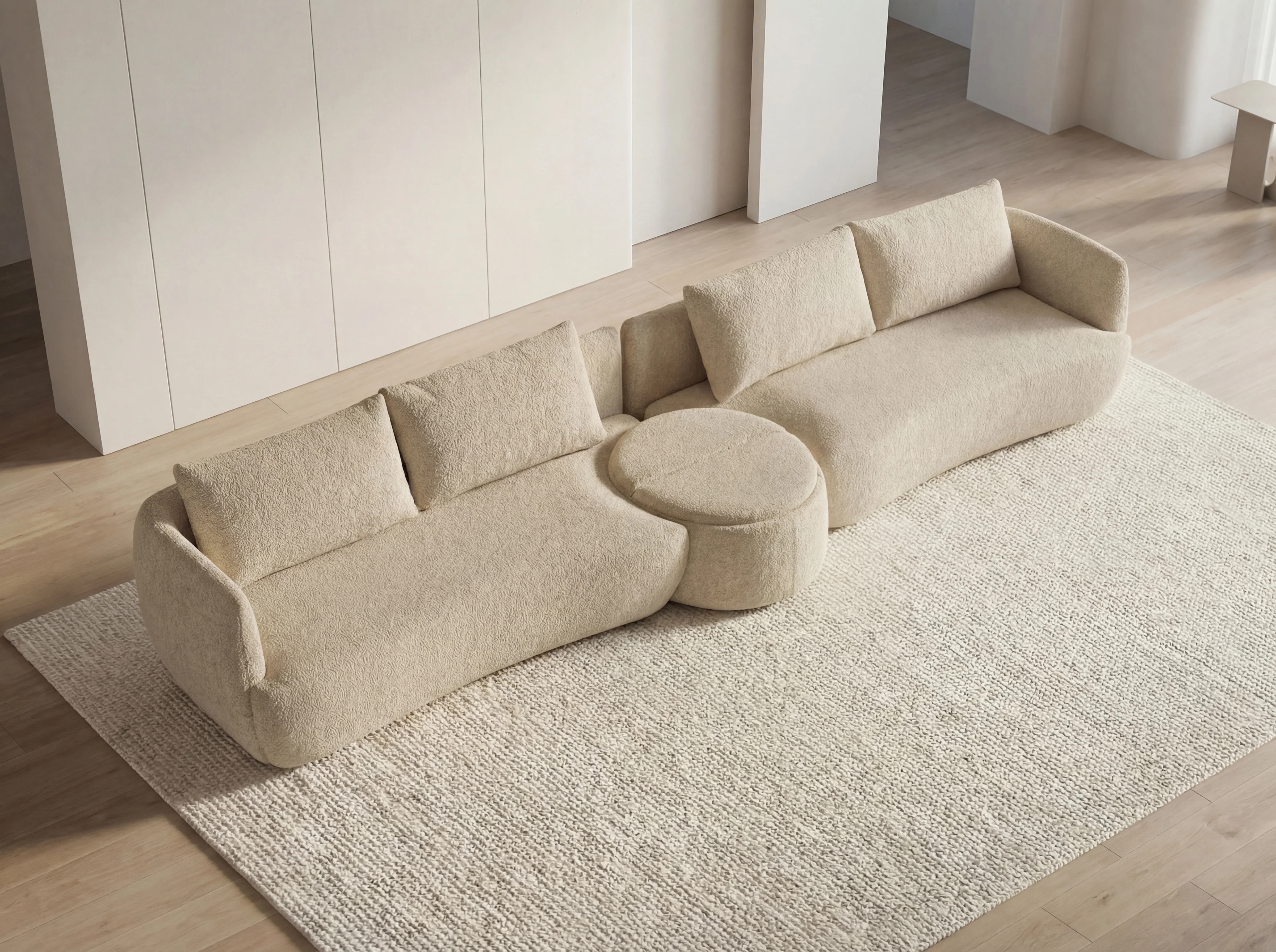 Dove Corner Fabric Lounge with Ottoman – Modern Sectional Sofa - Image 2