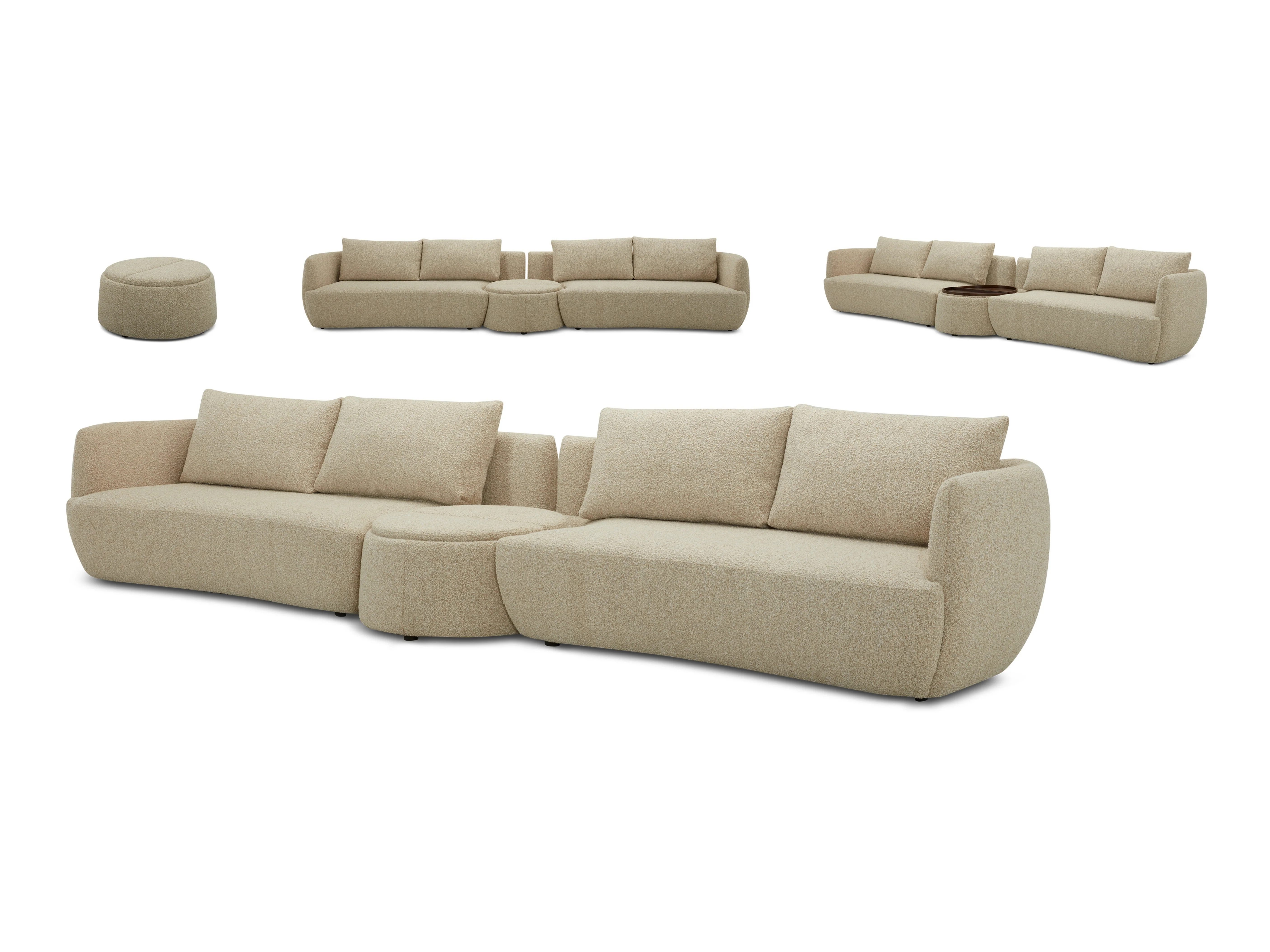 Dove Corner Fabric Lounge with Ottoman – Modern Sectional Sofa - Image 8