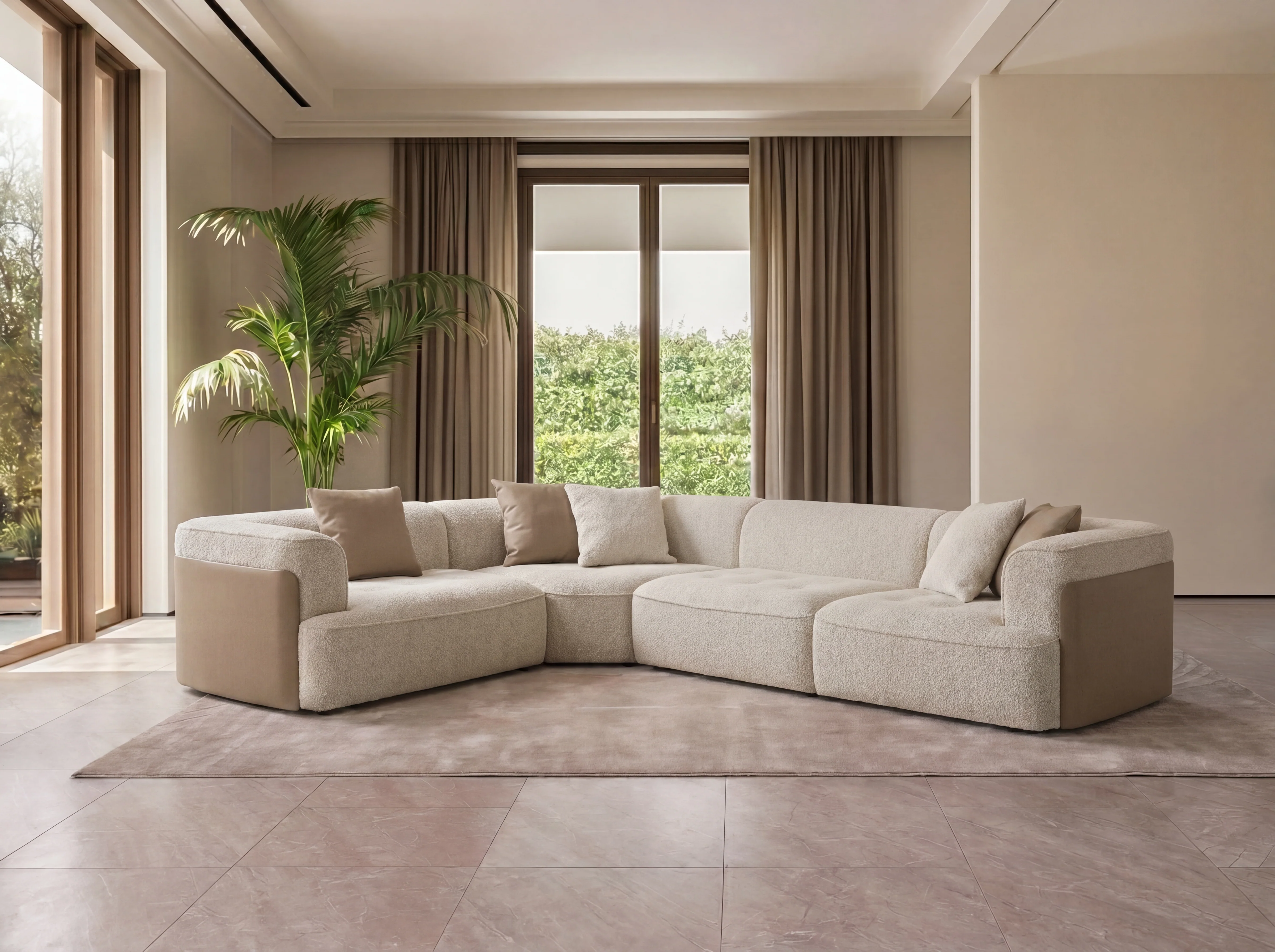 Emporium Modular Corner Lounge – Woven Fabric Chaise Lounge - Image 3
