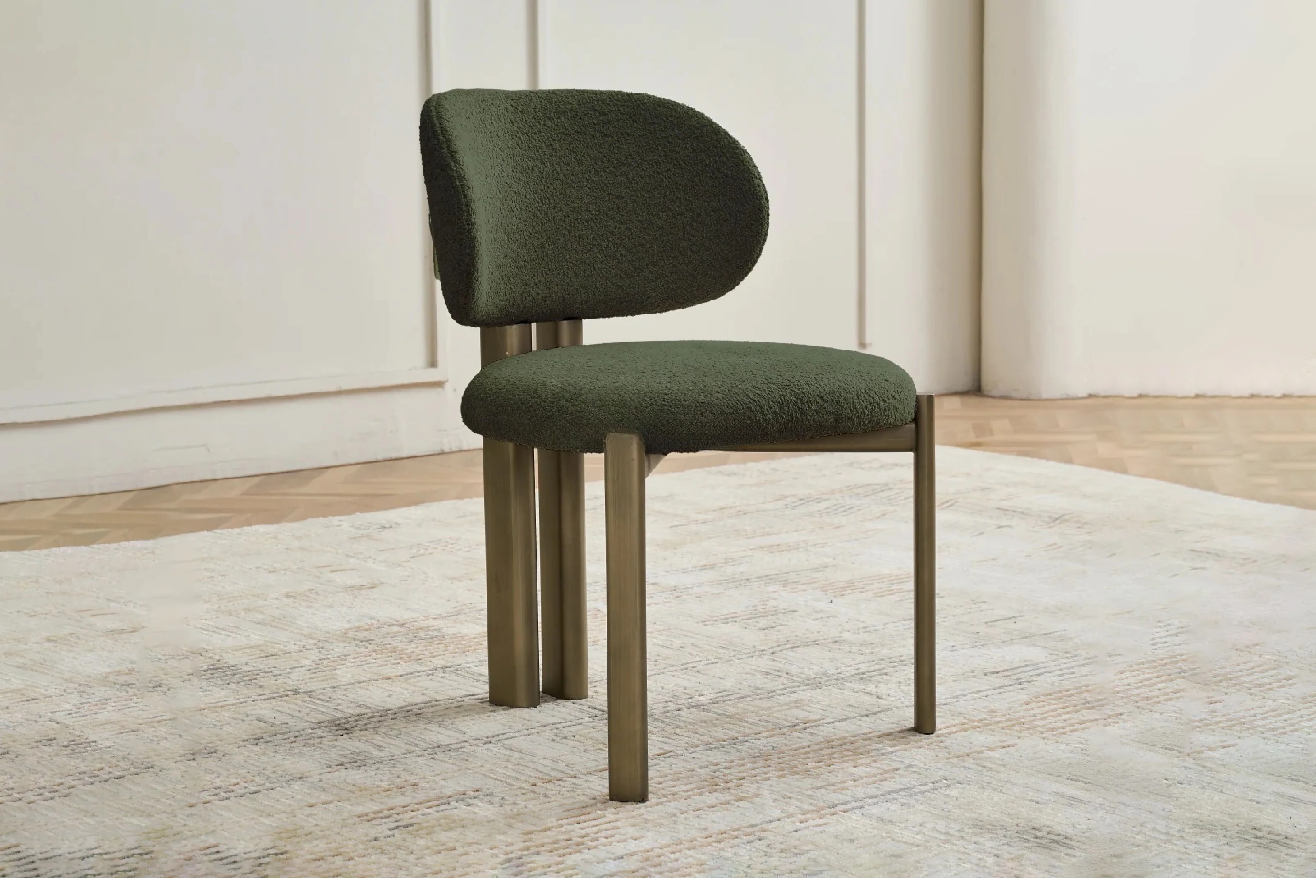 Floki Armless Dining Chair ā Modern Boucle Kitchen Chair