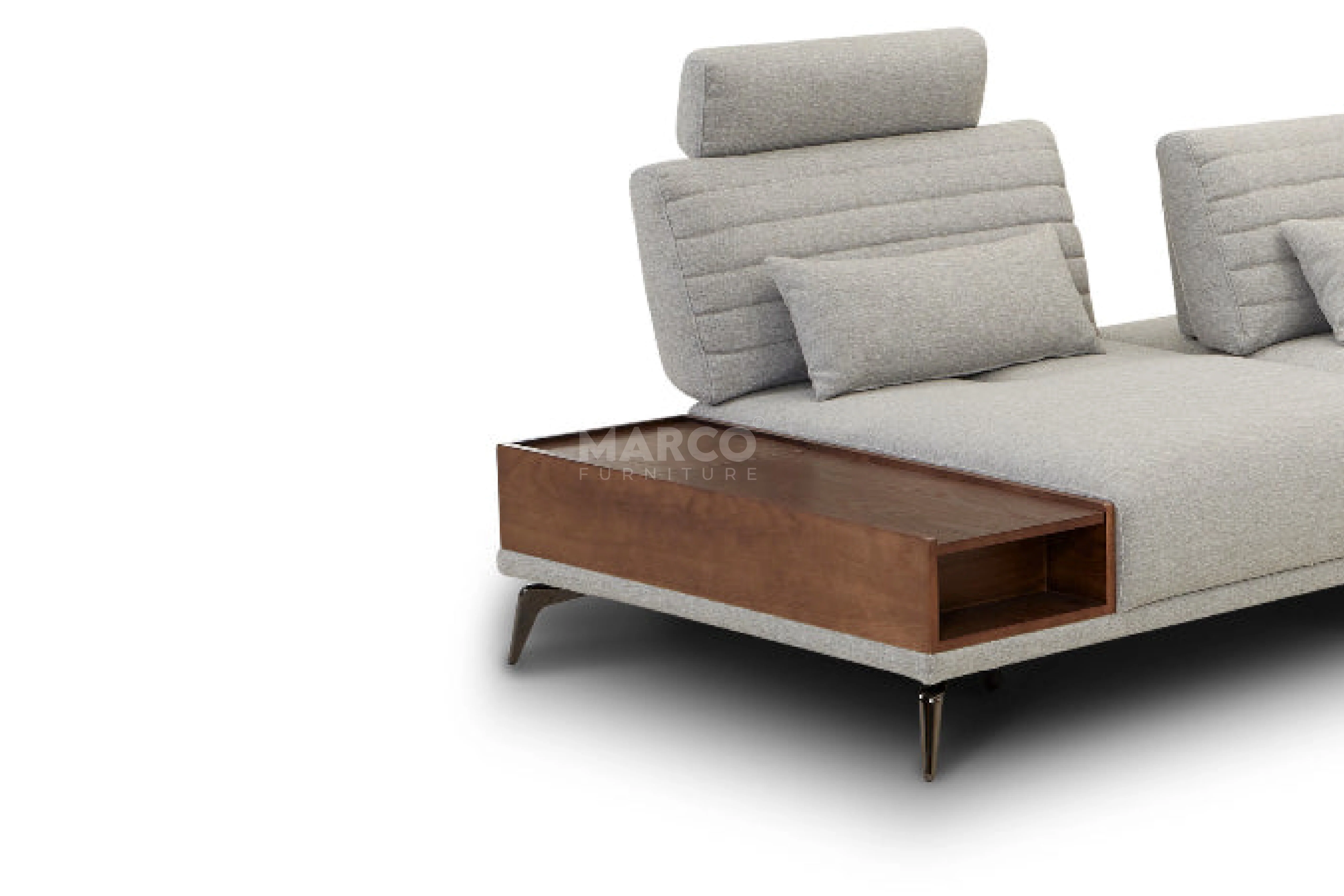 Glamour Upholstered Fabric Sectional Lounge ā Modern L-Shape Sofa with Headrests - Image 10