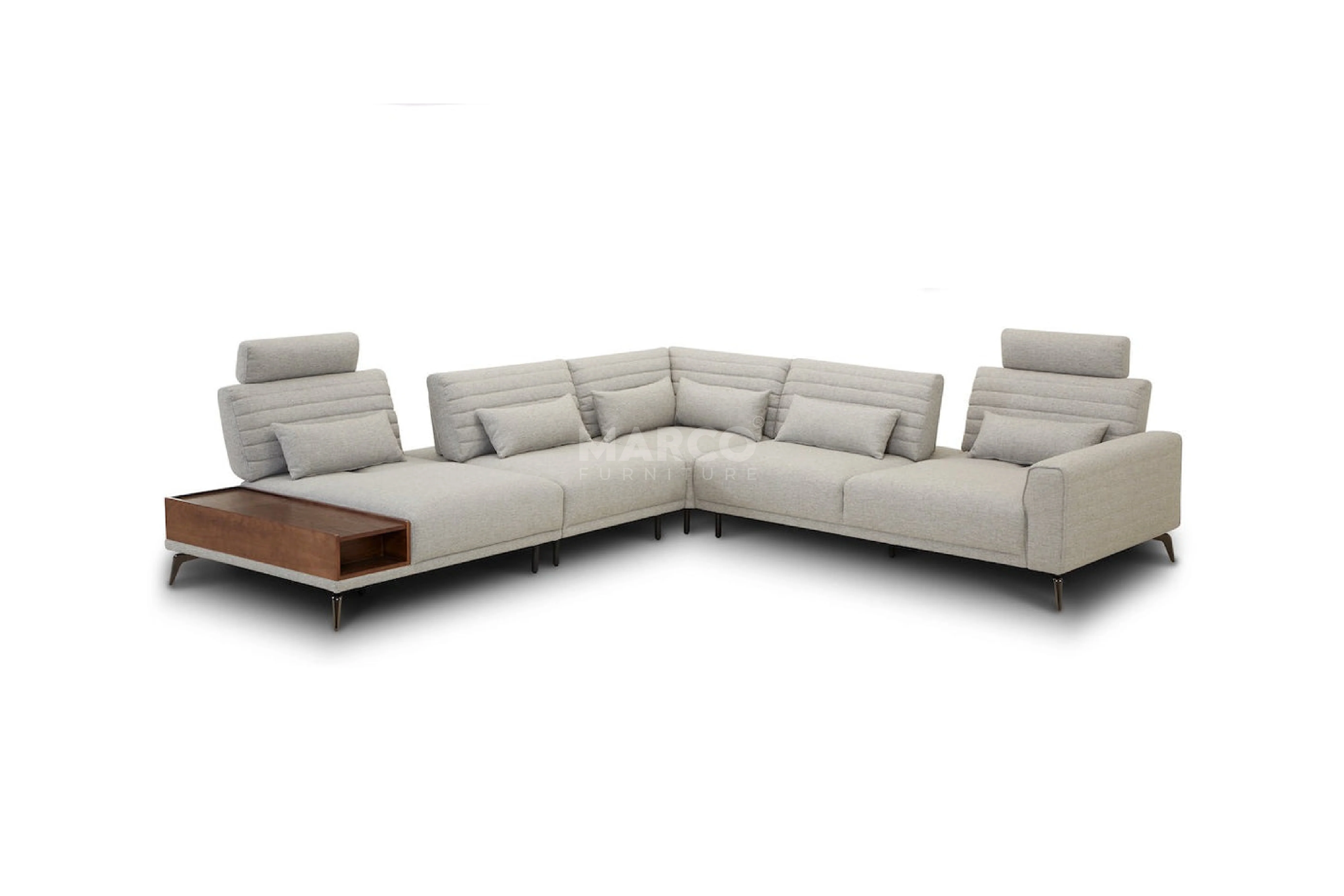 Glamour Upholstered Fabric Sectional Lounge ā Modern L-Shape Sofa with Headrests - Image 11