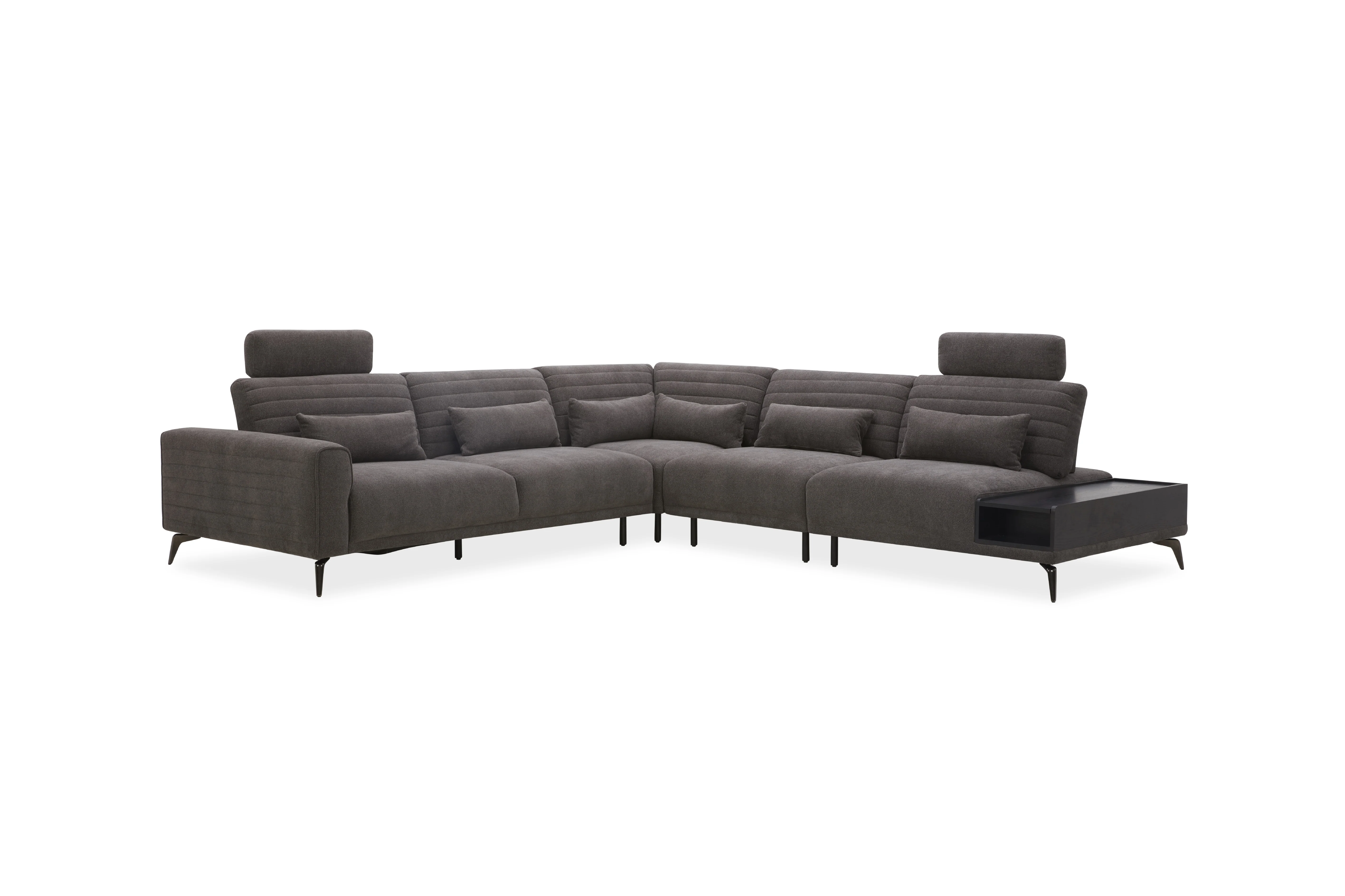 Glamour Upholstered Fabric Sectional Lounge ā Modern L-Shape Sofa with Headrests - Image 12