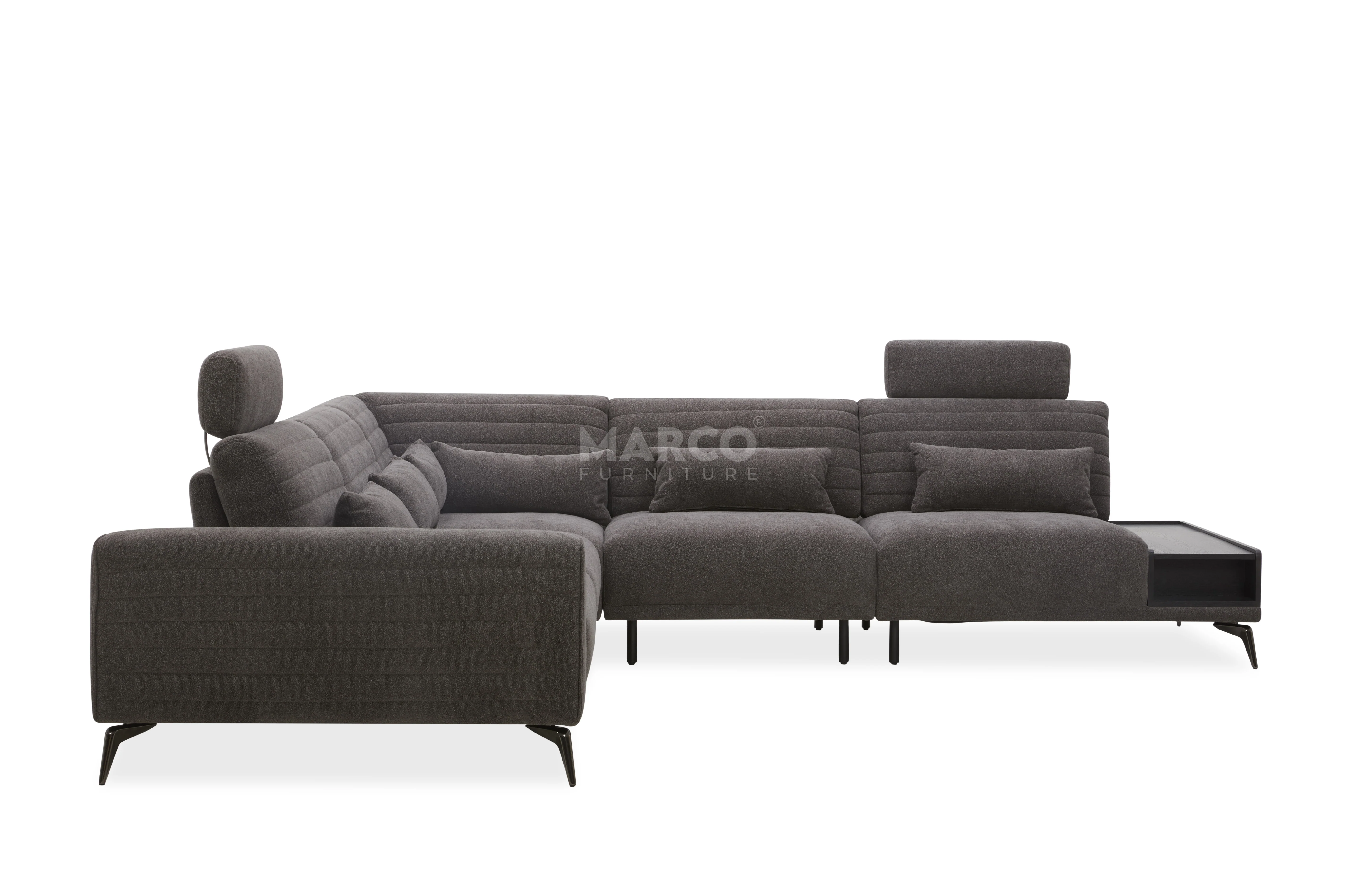Glamour Upholstered Fabric Sectional Lounge ā Modern L-Shape Sofa with Headrests - Image 14