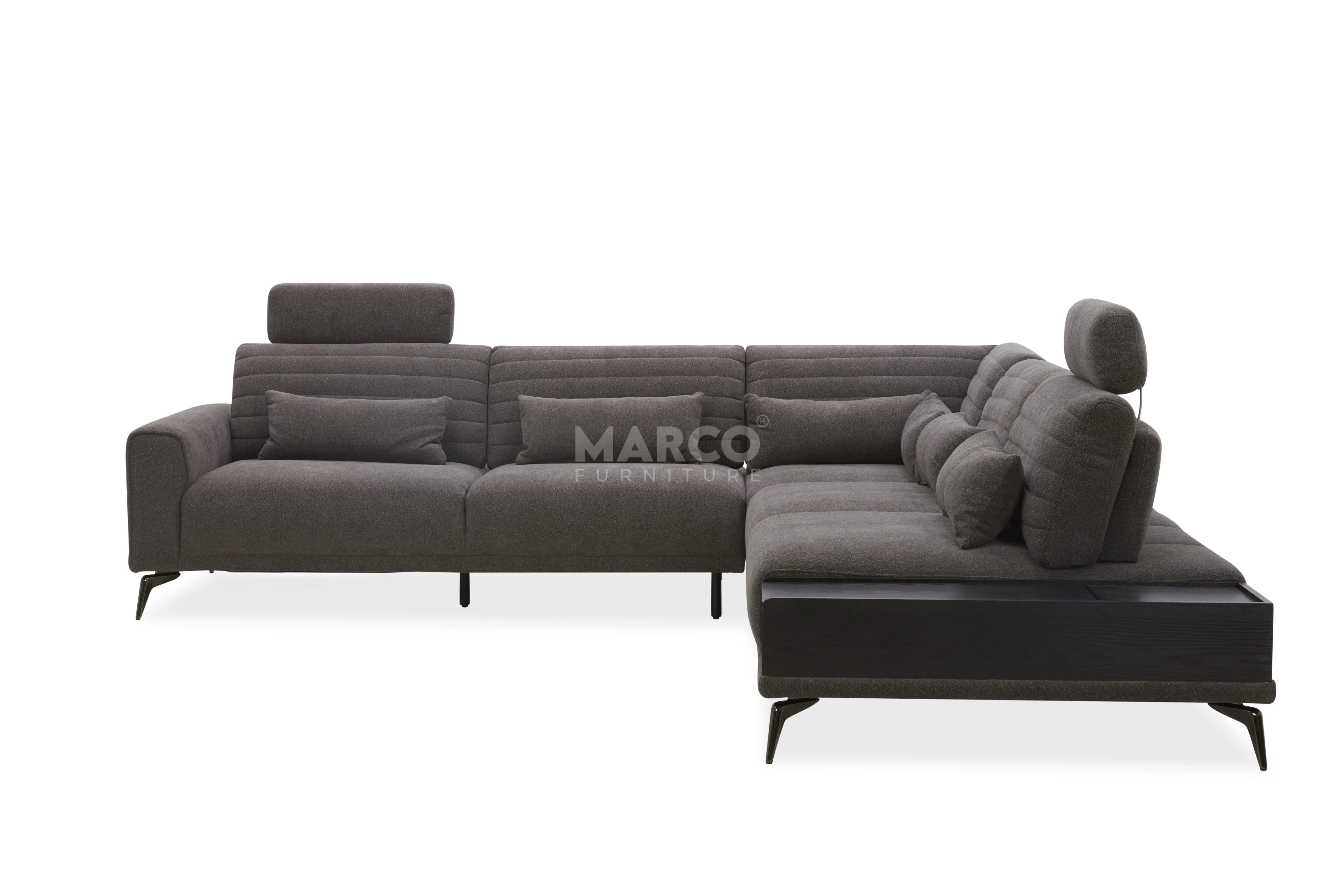 Glamour Upholstered Fabric Sectional Lounge ā Modern L-Shape Sofa with Headrests - Image 16