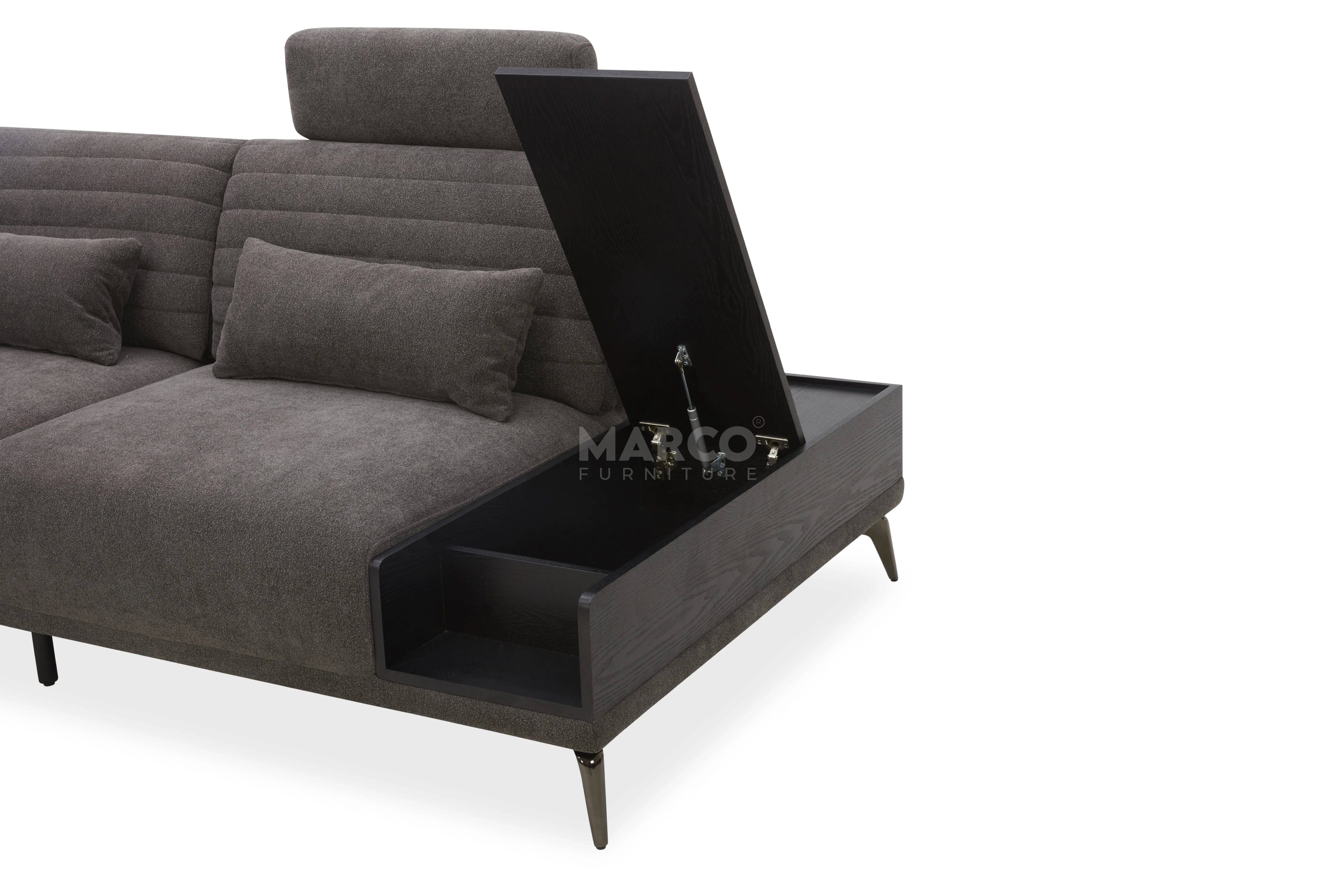 Glamour Upholstered Fabric Sectional Lounge ā Modern L-Shape Sofa with Headrests - Image 20