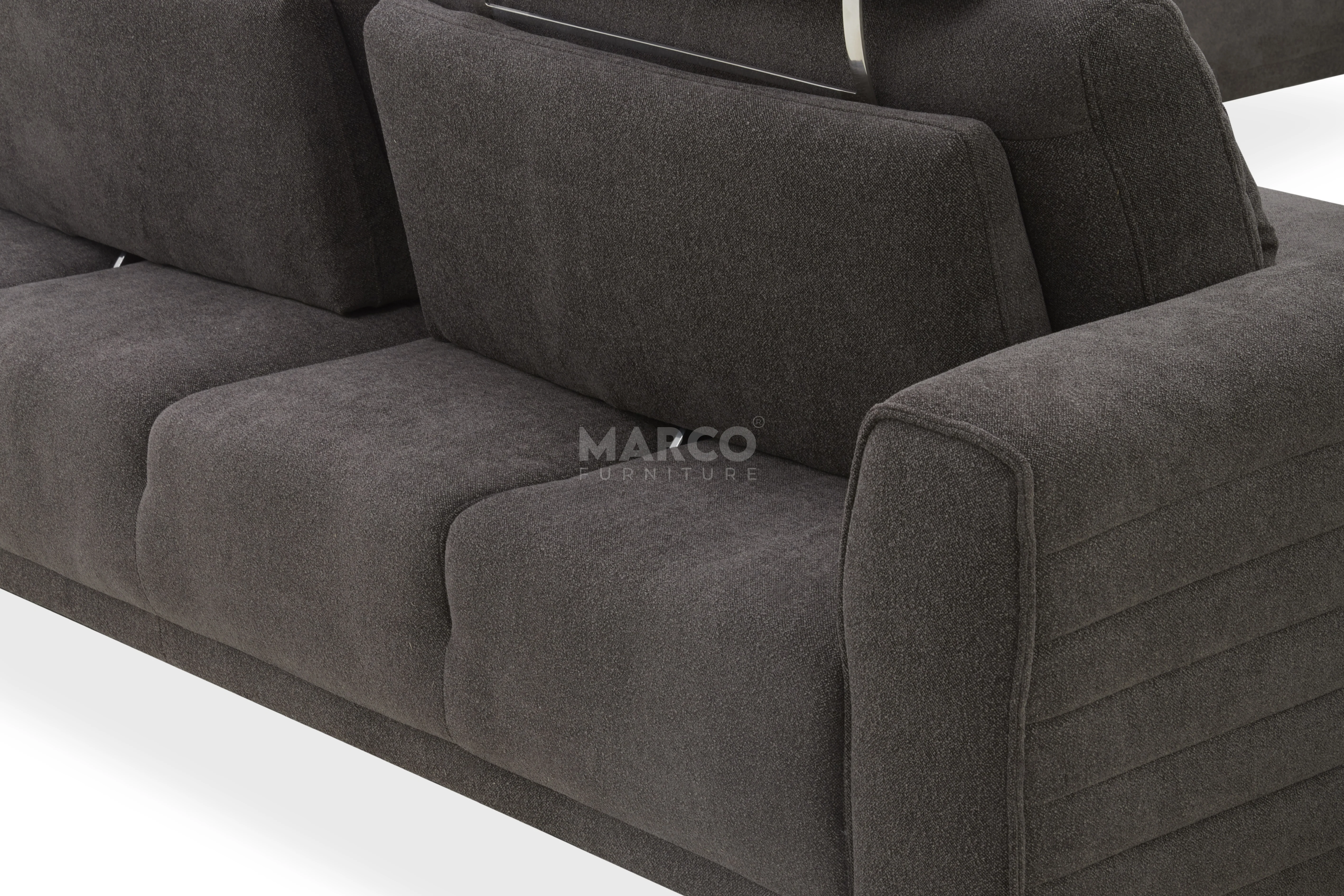 Glamour Upholstered Fabric Sectional Lounge ā Modern L-Shape Sofa with Headrests - Image 22
