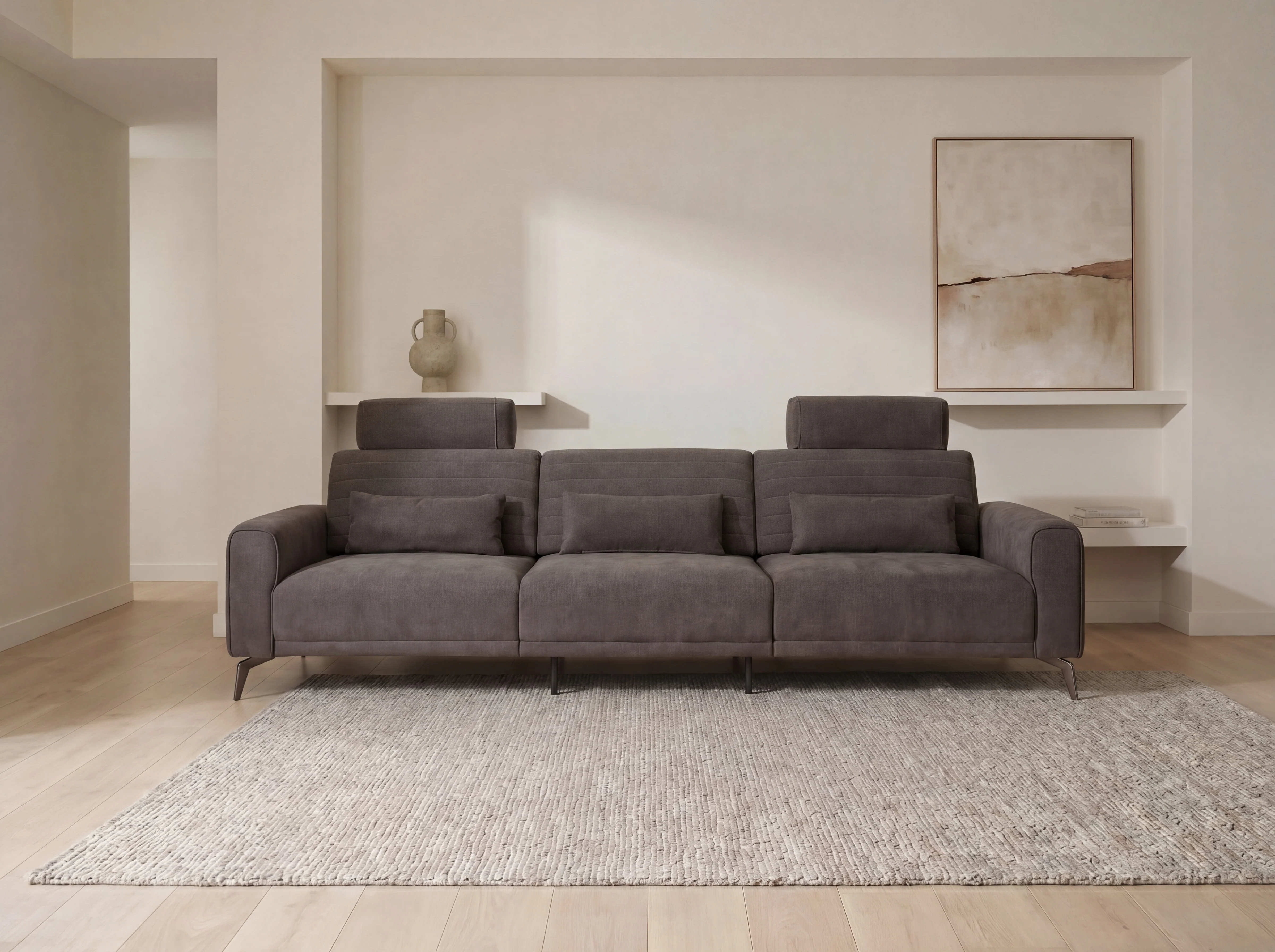Glamour Upholstered Fabric Sectional Lounge ā Modern L-Shape Sofa with Headrests - Image 6