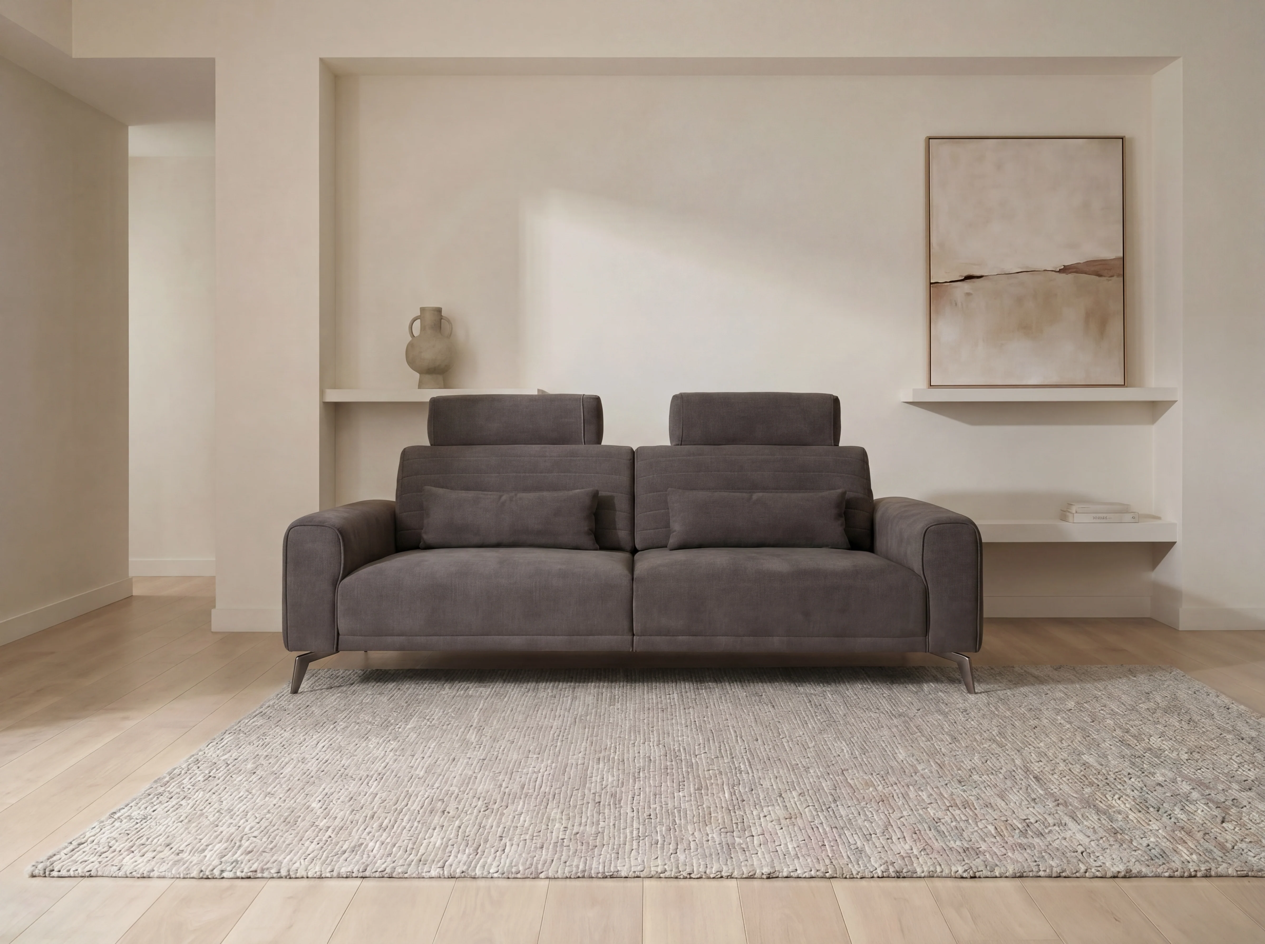 Glamour Upholstered Fabric Sectional Lounge ā Modern L-Shape Sofa with Headrests - Image 7