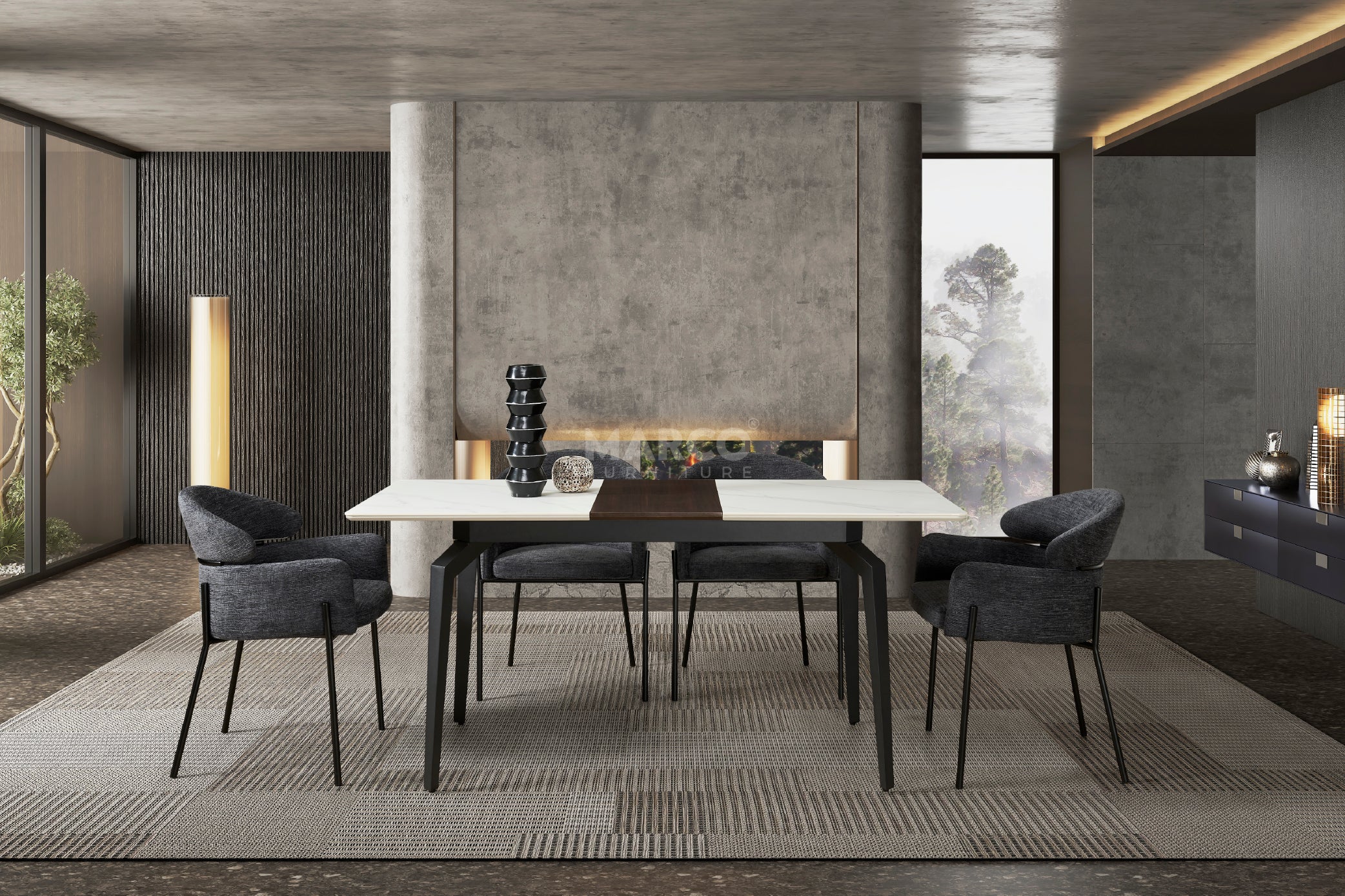 Hallie Textured Fabric Dining Chair with Black Metal Legs - Image 10