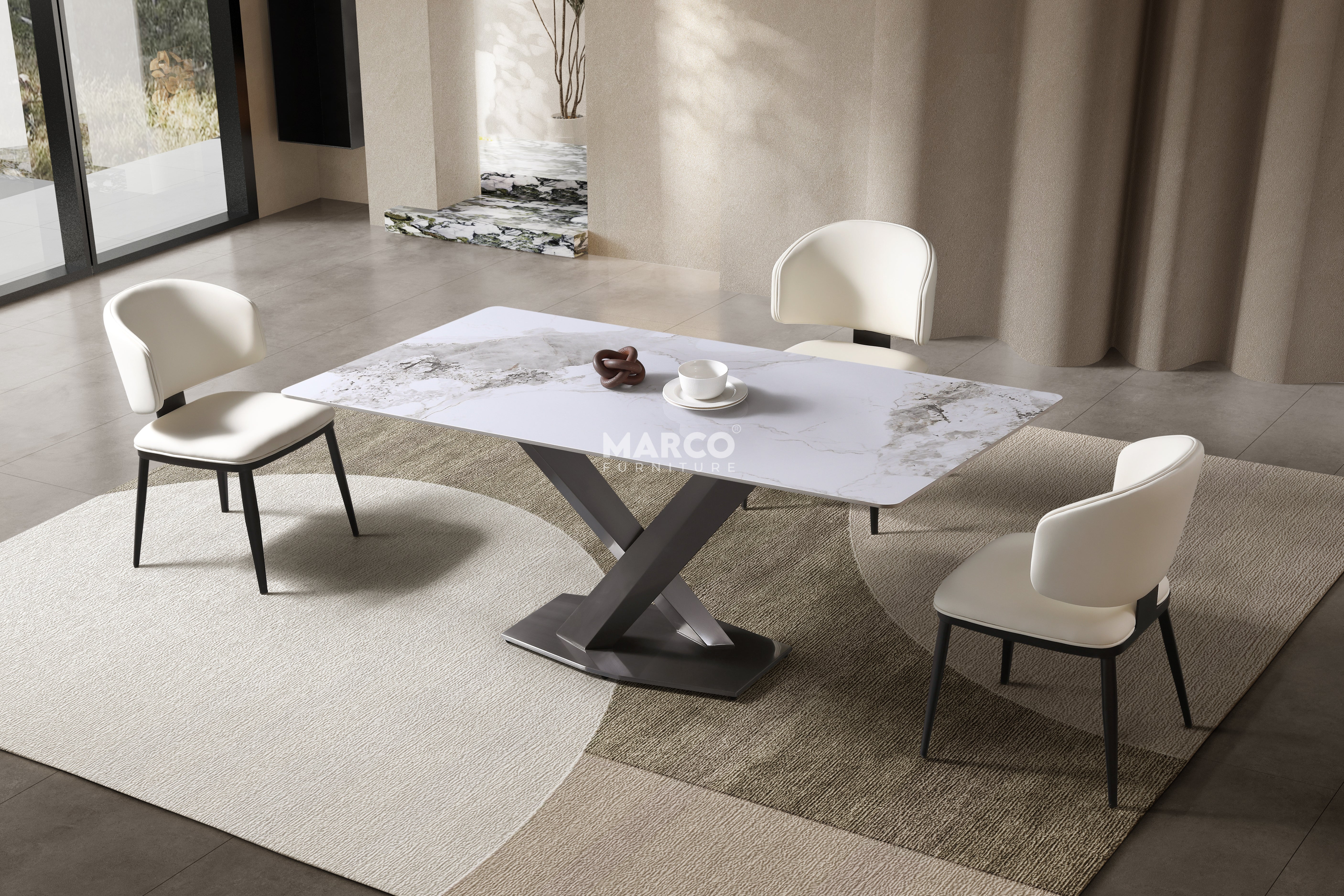 Harvey Ceramic Dining Table (Black) - Image 3