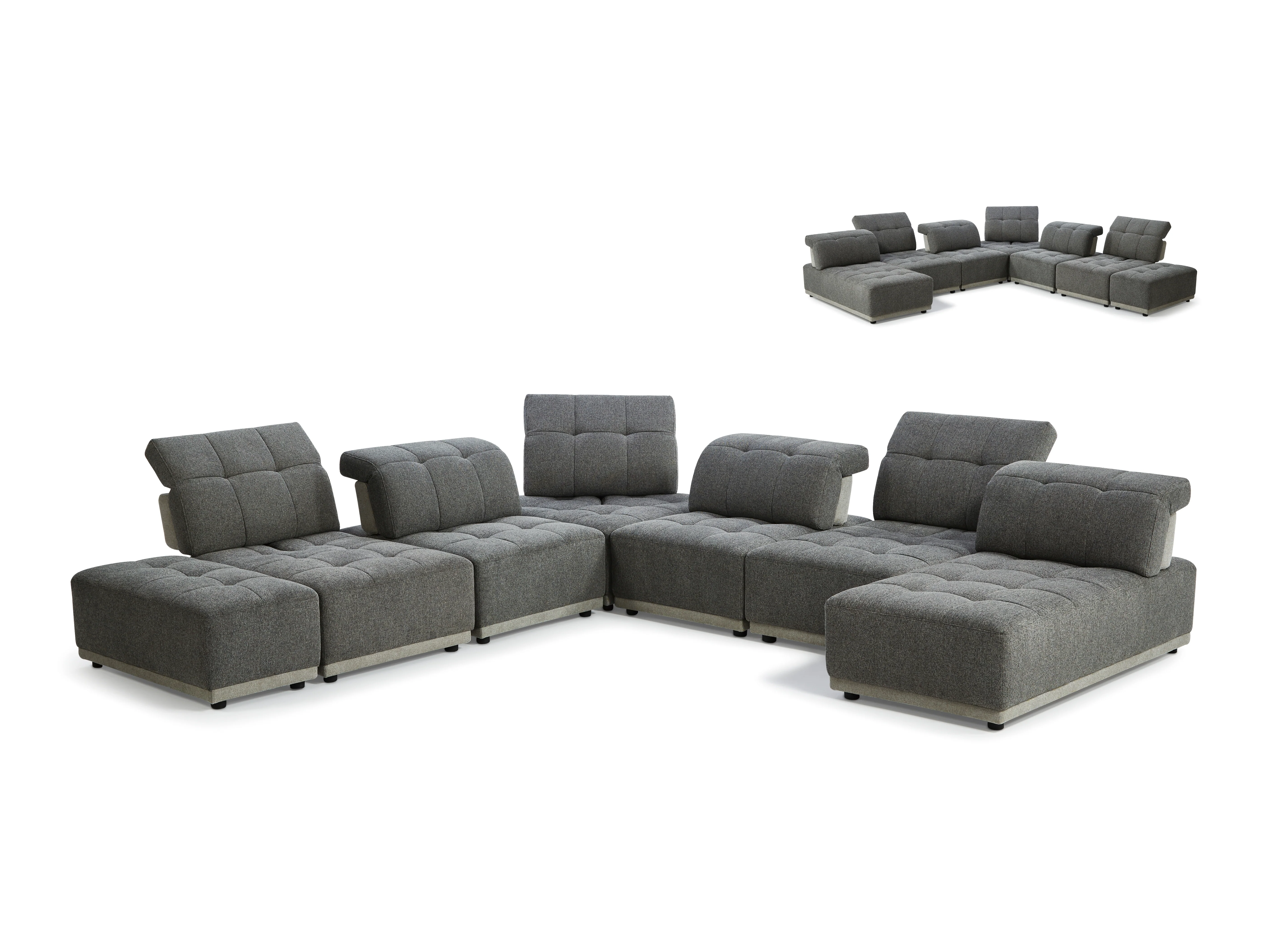 Hawaii Woven Fabric Modular Sofa Lounge with Chaise & Ottoman - Image 6
