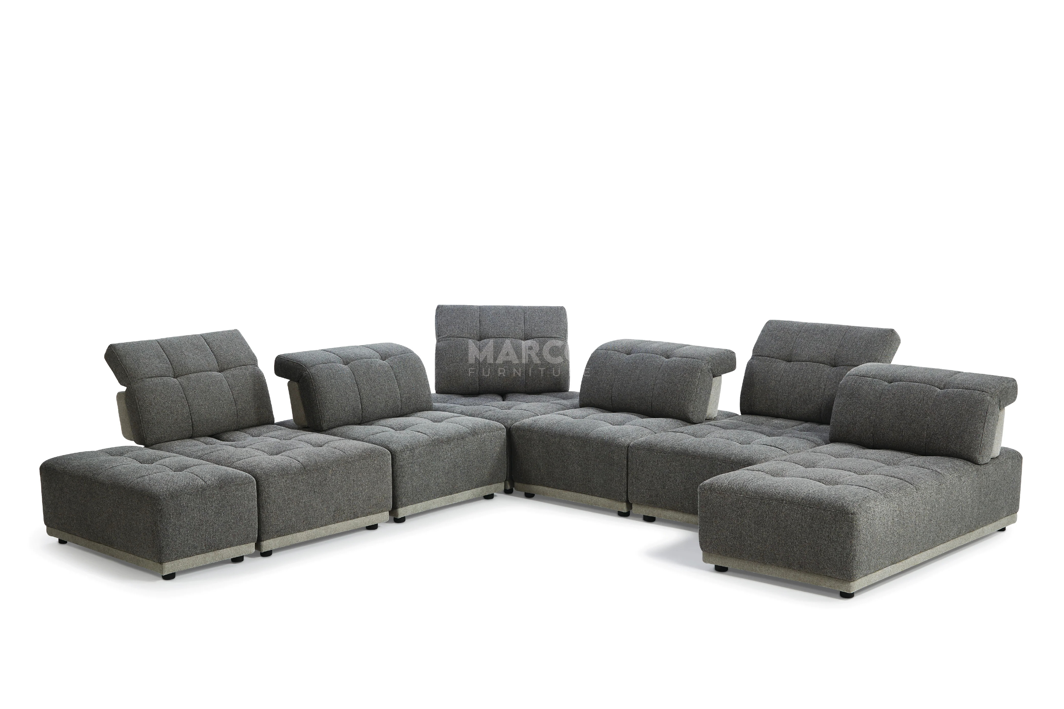 Hawaii Woven Fabric Modular Sofa Lounge with Chaise & Ottoman - Image 7