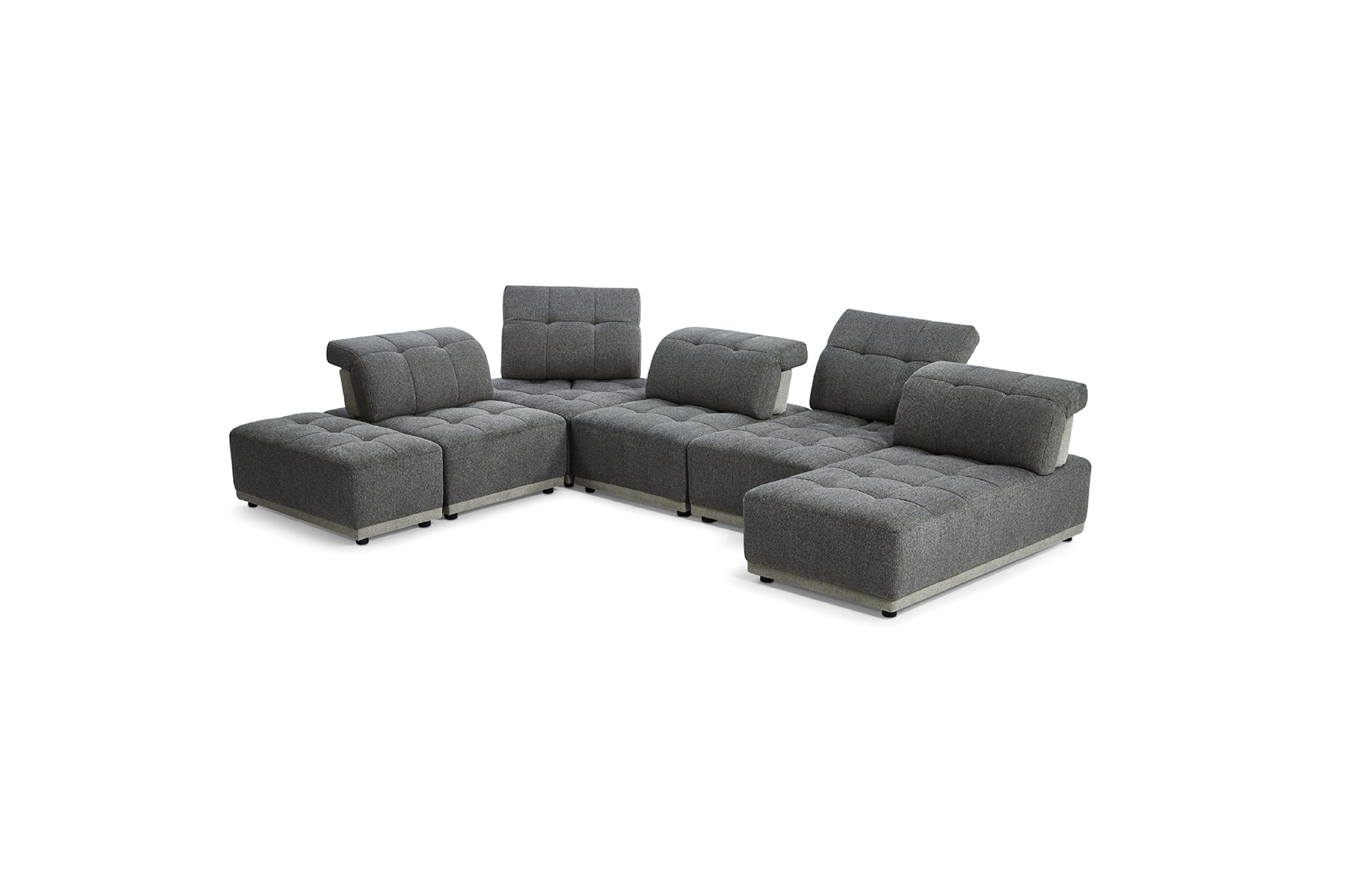 Hawaii Woven Fabric Modular Sofa Lounge with Chaise & Ottoman - Image 8