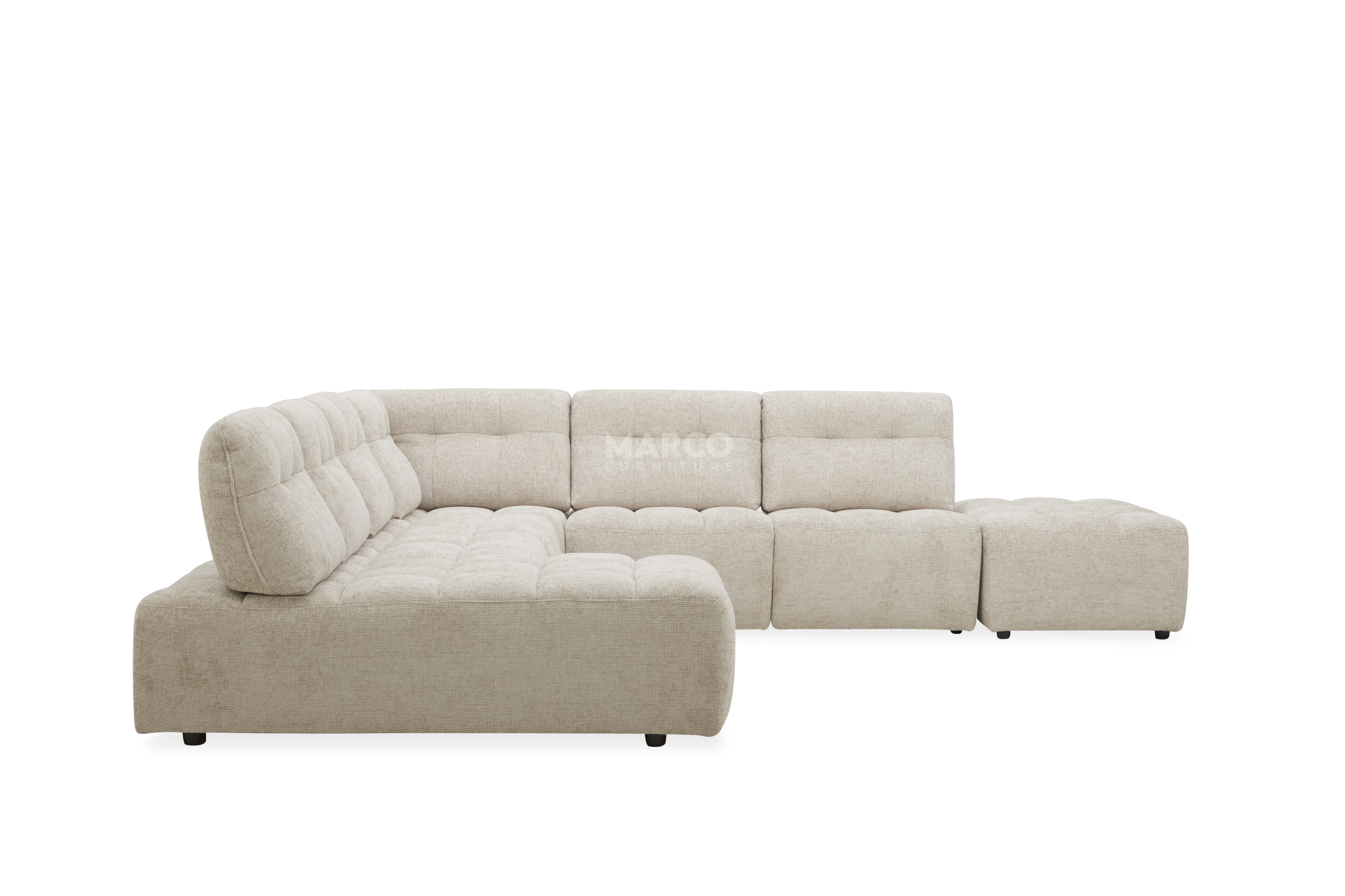 Dublin Woven Fabric Modular Sofa Lounge with Chaise & Ottoman - Image 10