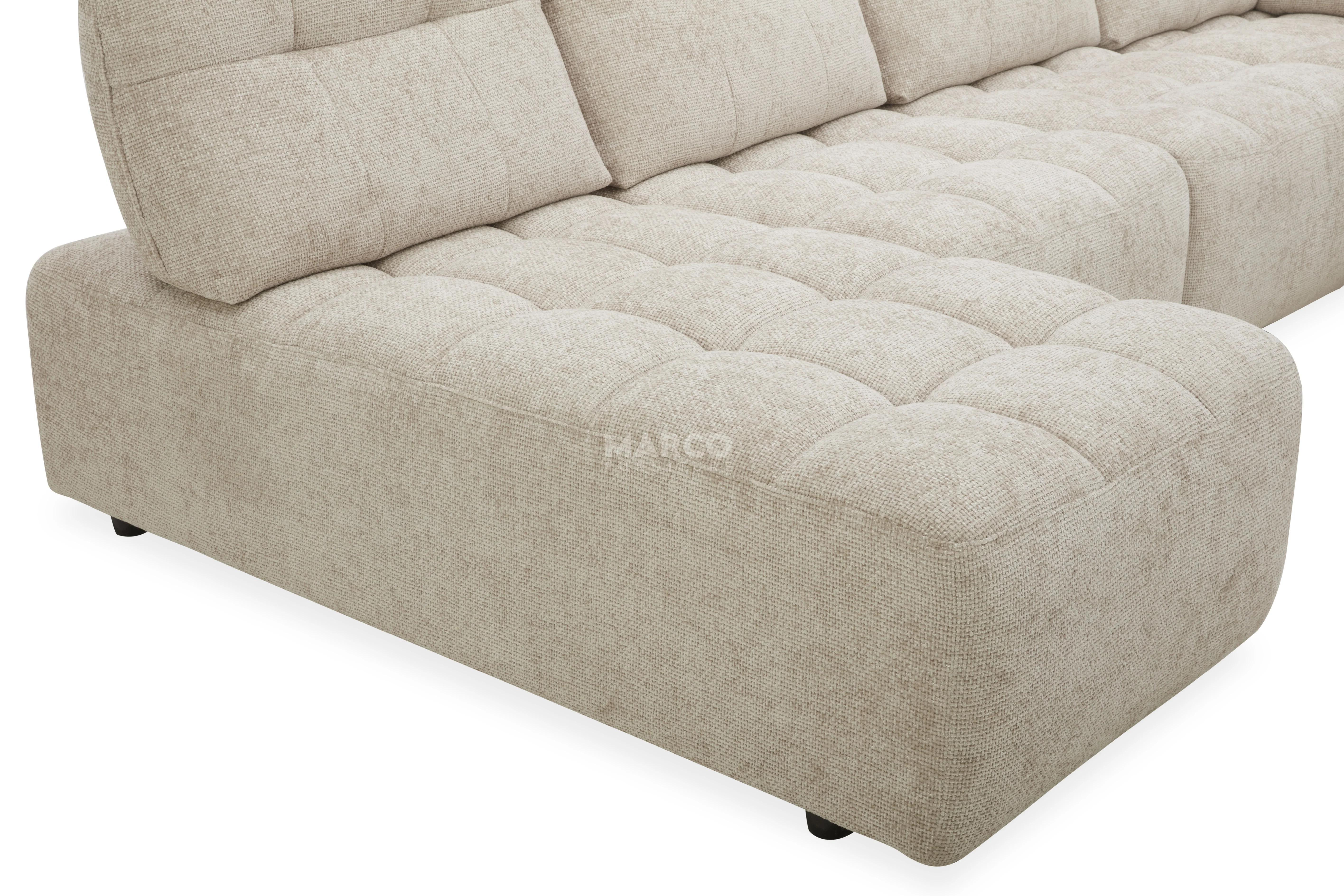 Dublin Woven Fabric Modular Sofa Lounge with Chaise & Ottoman - Image 13