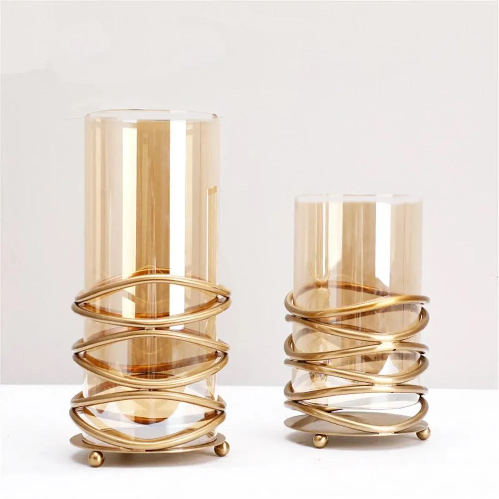 Hurricane Gold Coiled Wrap Decorative Glass Vase (Set of 2) - Image 10