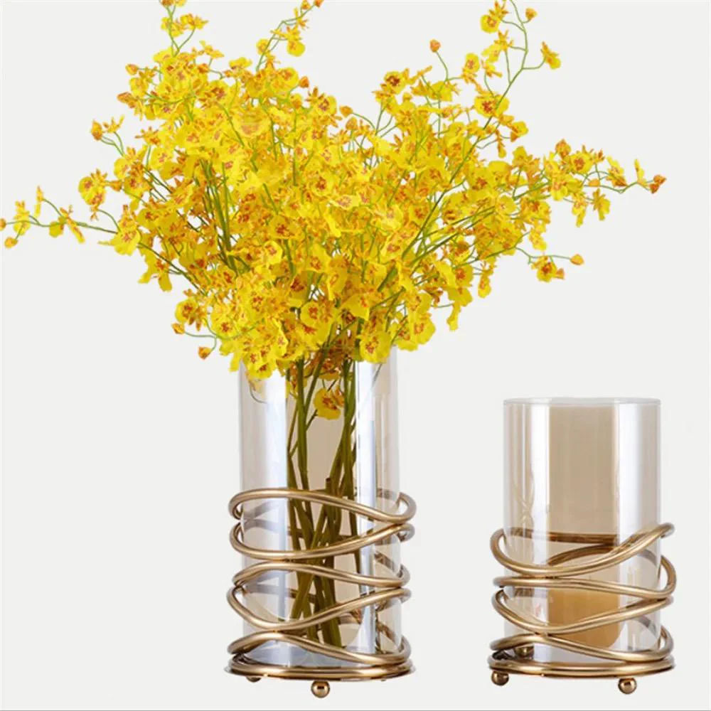 Hurricane Gold Coiled Wrap Decorative Glass Vase (Set of 2) - Image 11