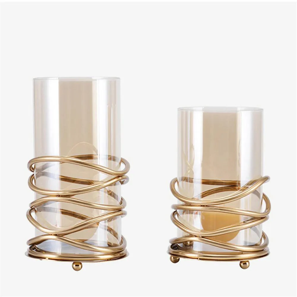 Hurricane Gold Coiled Wrap Decorative Glass Vase (Set of 2) - Image 12