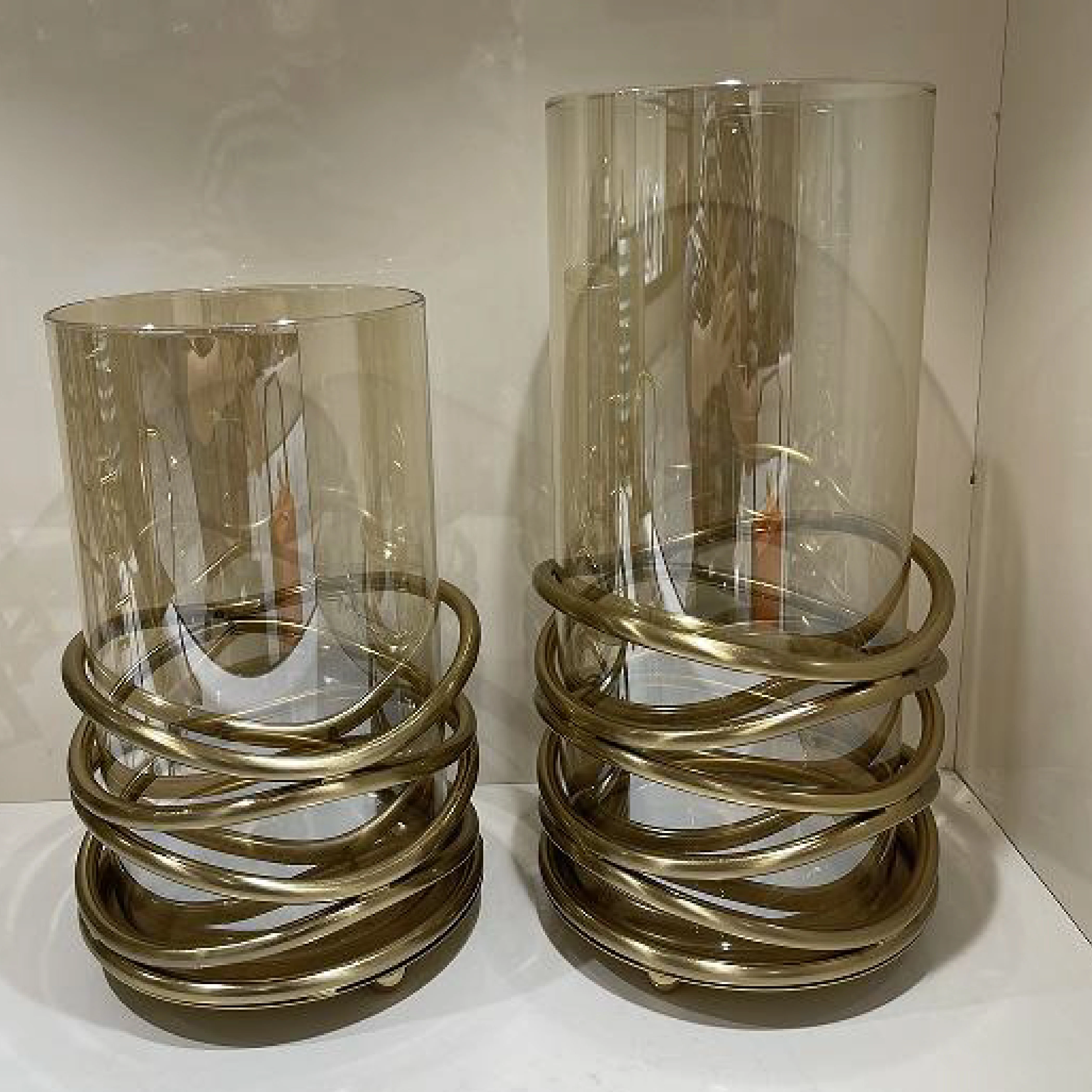 Hurricane Gold Coiled Wrap Decorative Glass Vase (Set of 2) - Image 9