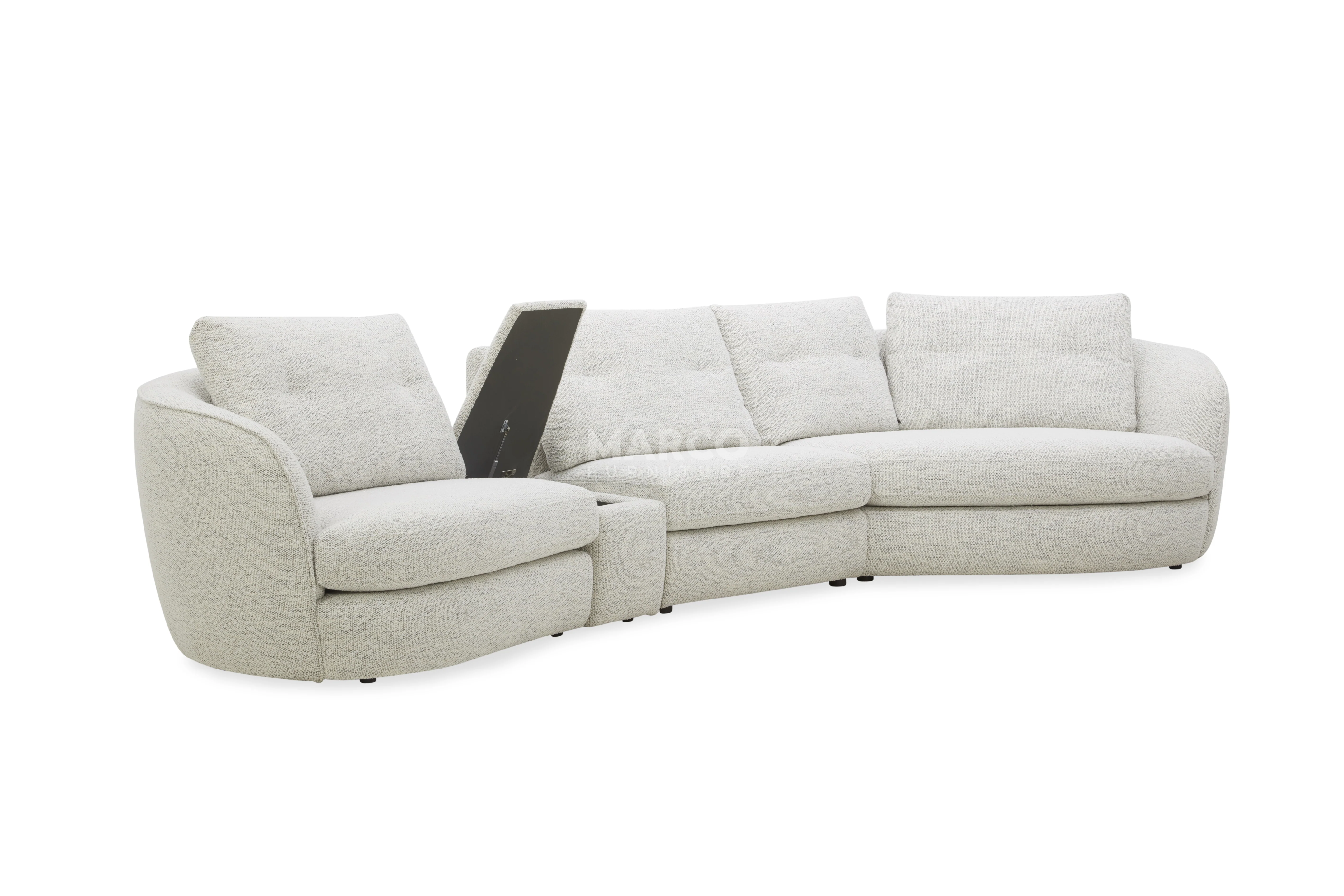 Lagoon Fabric Chaise Lounge – Curved Corner Lounge with Cushions - Image 10