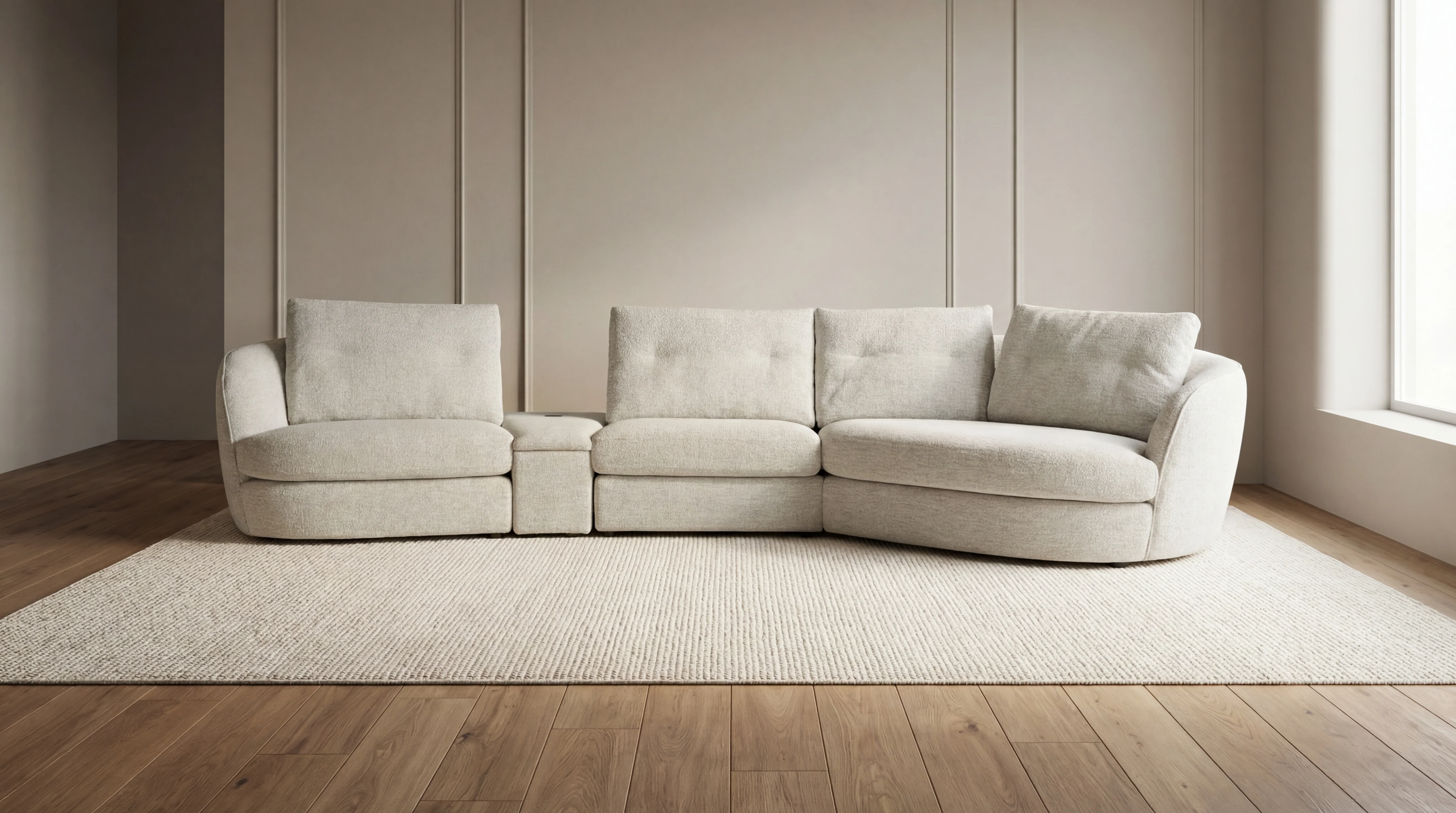 Lagoon Fabric Chaise Lounge – Curved Corner Lounge with Cushions - Image 3