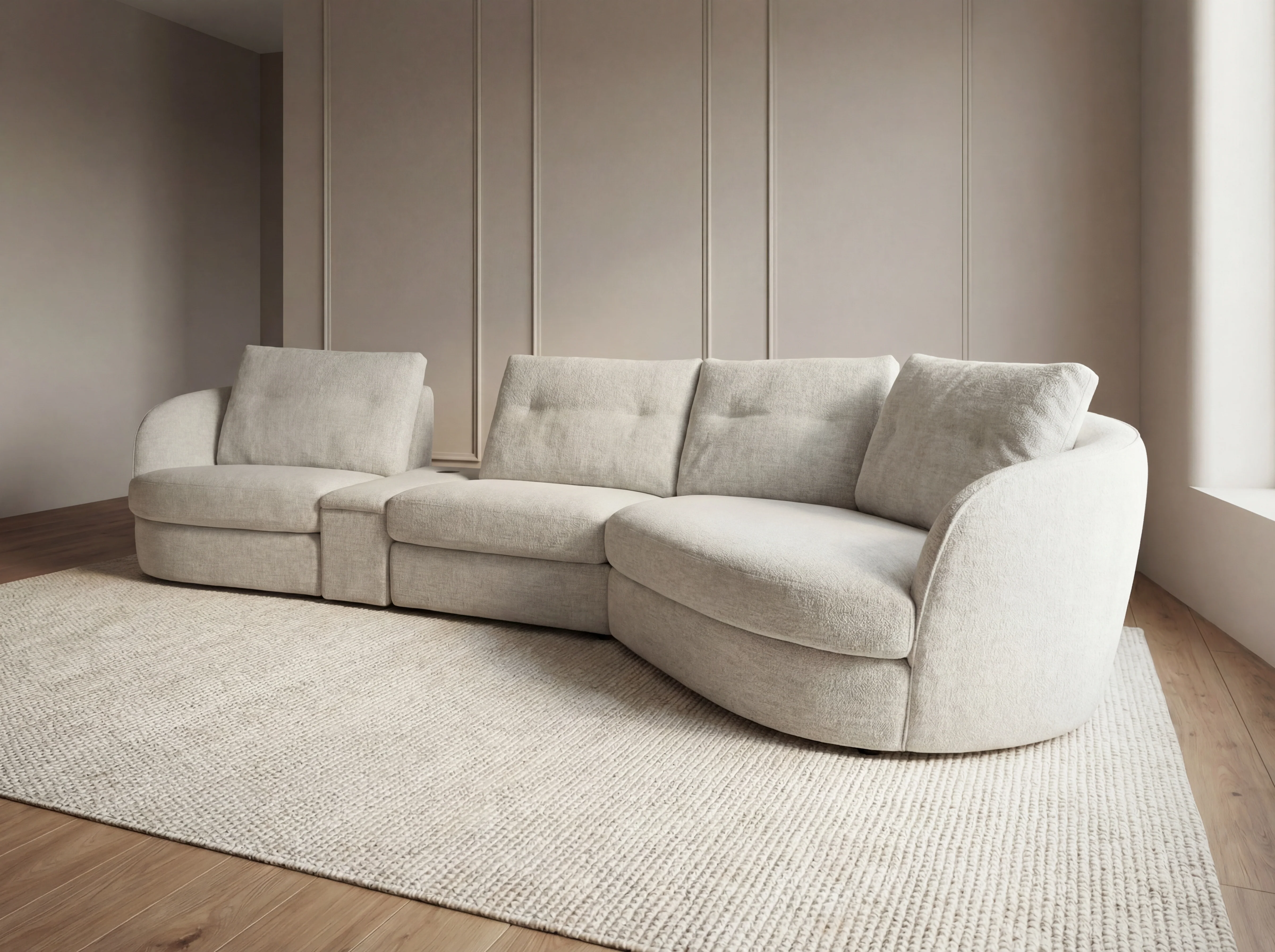 Lagoon Fabric Chaise Lounge – Curved Corner Lounge with Cushions - Image 4