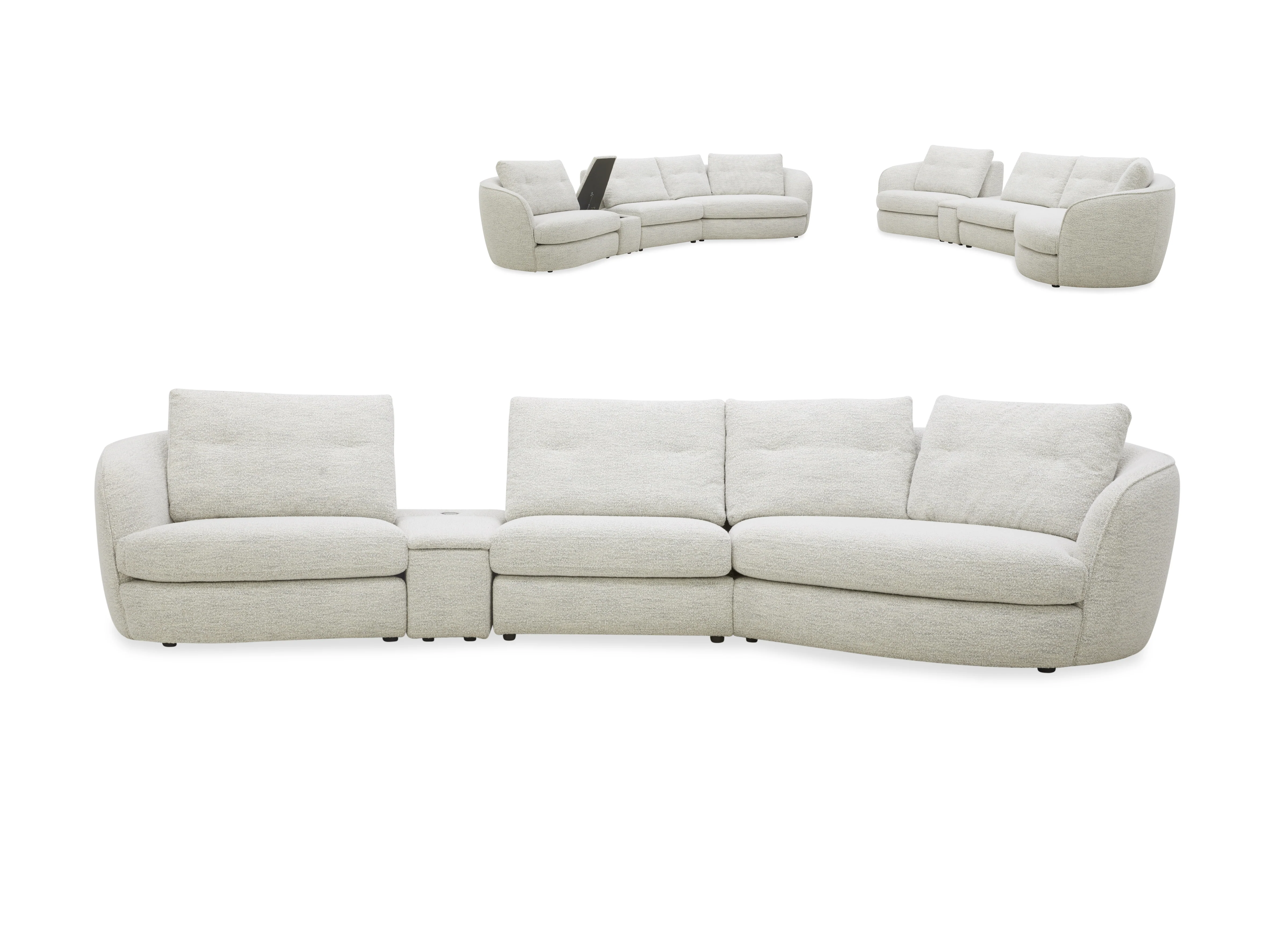 Lagoon Fabric Chaise Lounge – Curved Corner Lounge with Cushions - Image 5