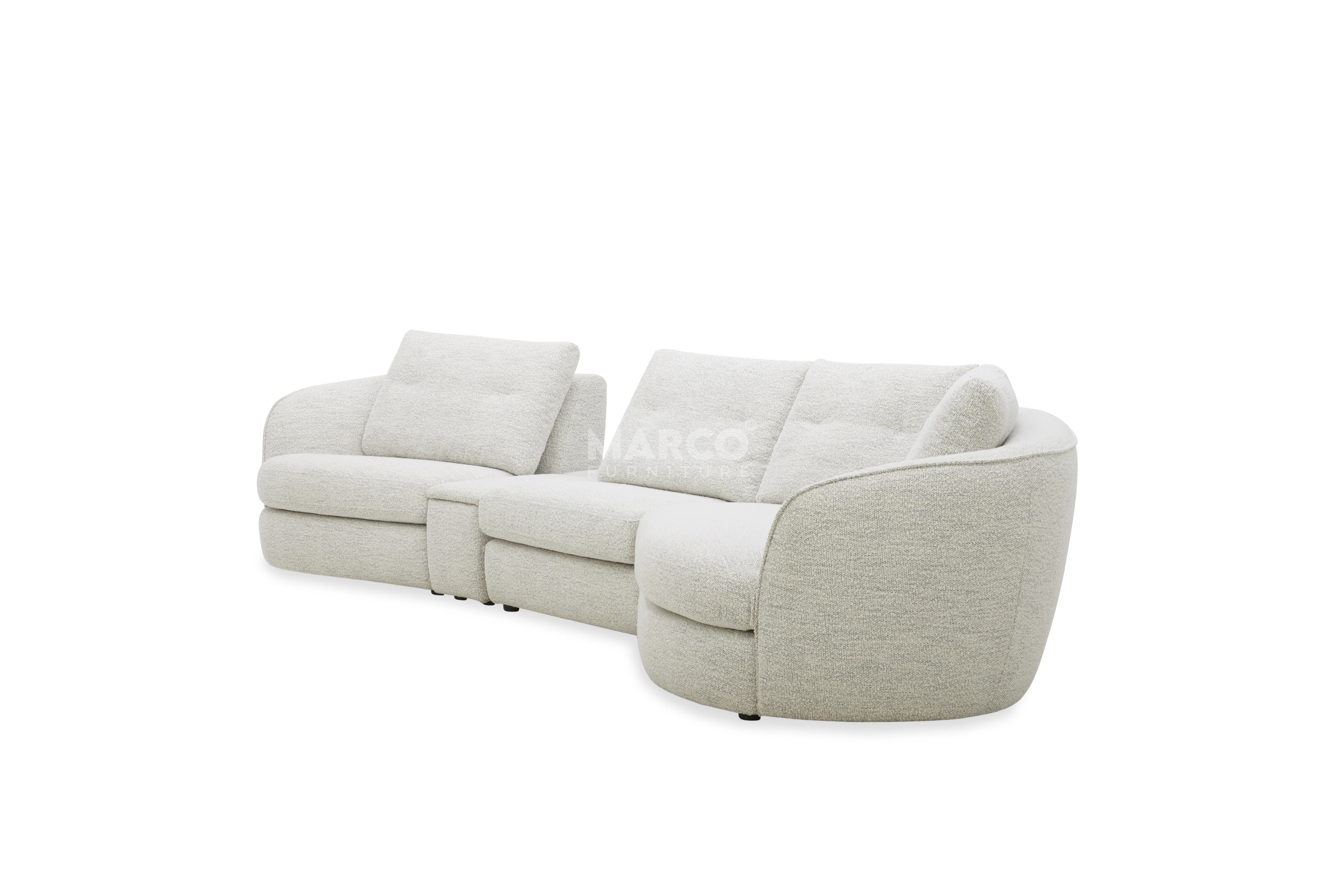 Lagoon Fabric Chaise Lounge – Curved Corner Lounge with Cushions - Image 8